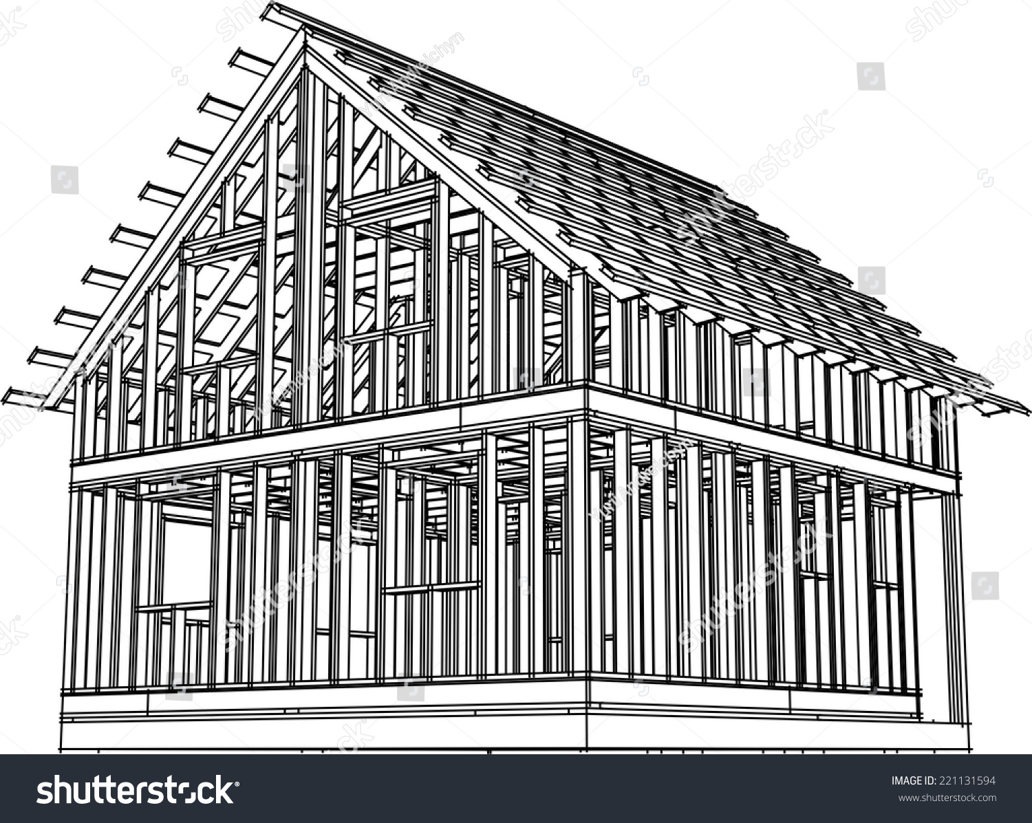 House Building Construction On White Background Stock Vector (Royalty ...