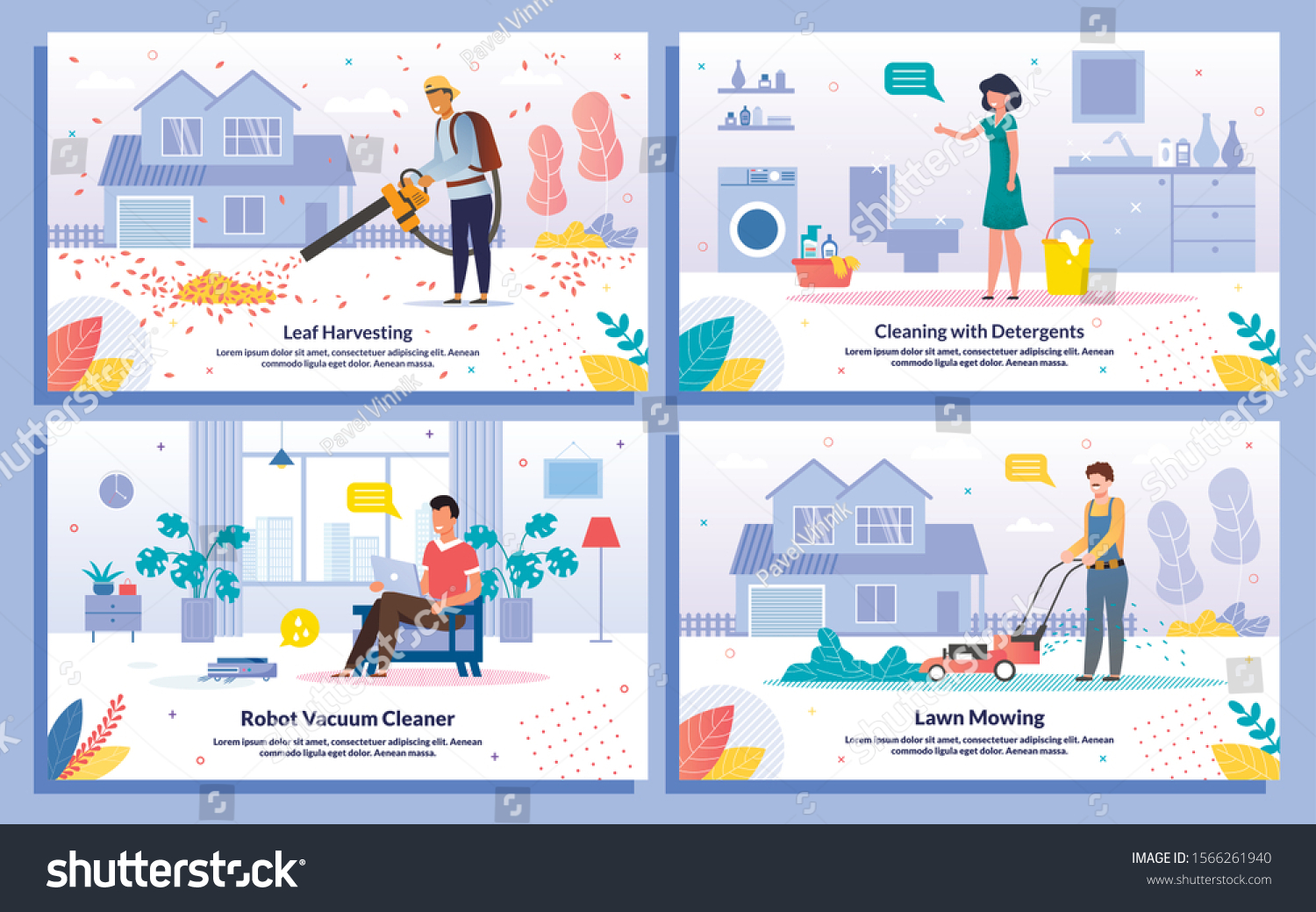 House Cleaning Jobs Modern Technologies Trendy Stock Vector Royalty Free 1566261940