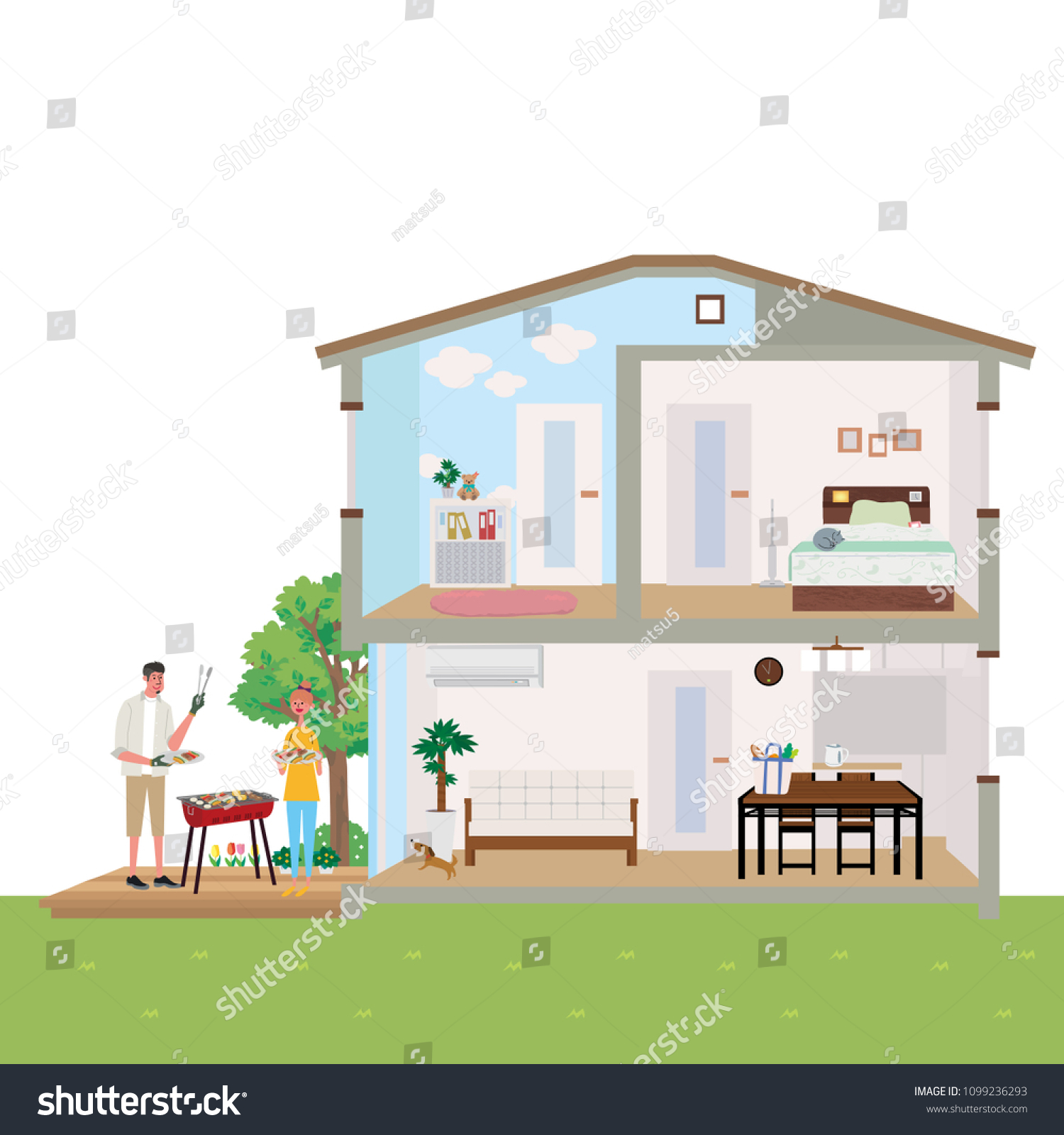 cross section house illustration