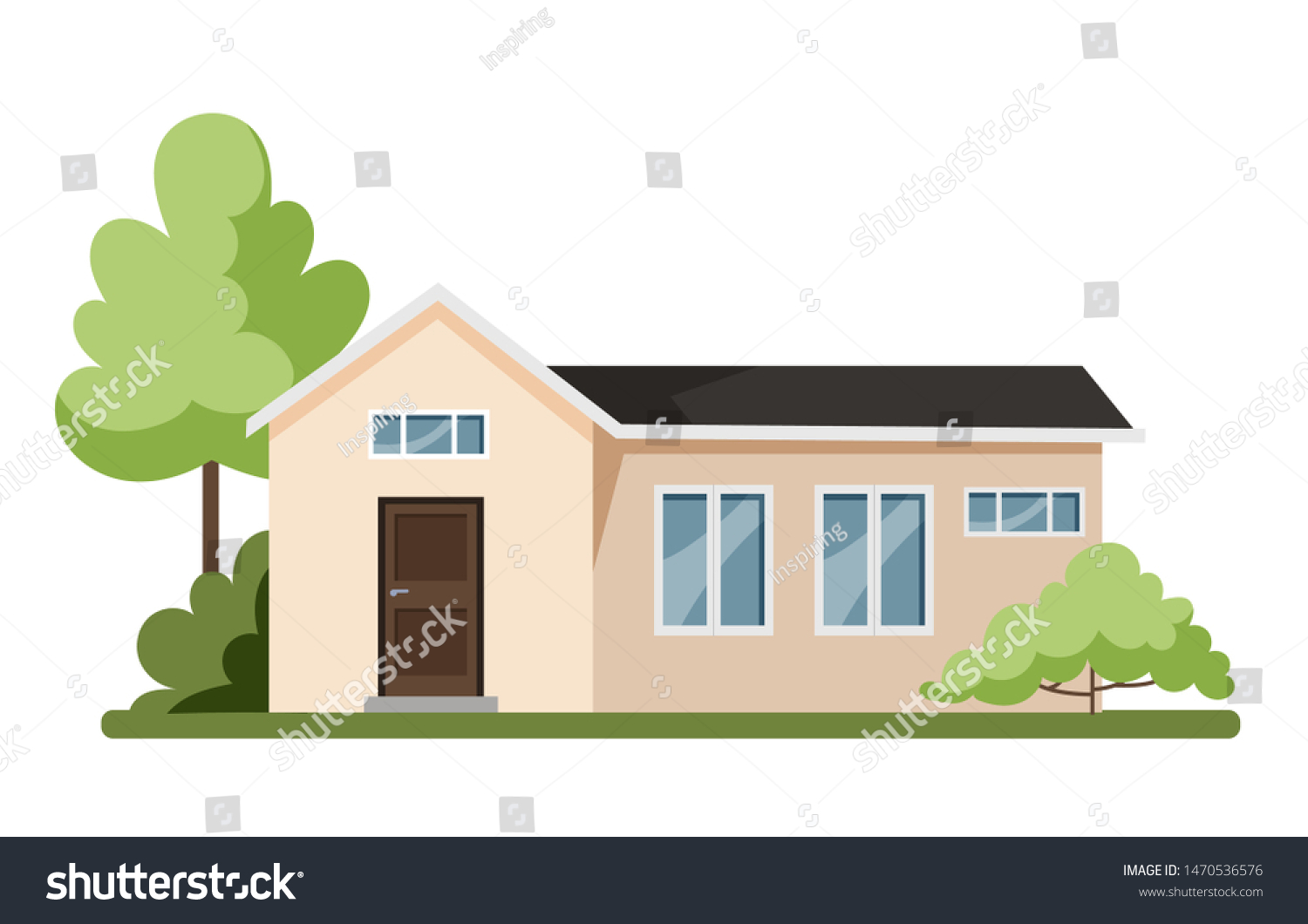 House Facade Cute Cottage Modern Architecture Stock Vector