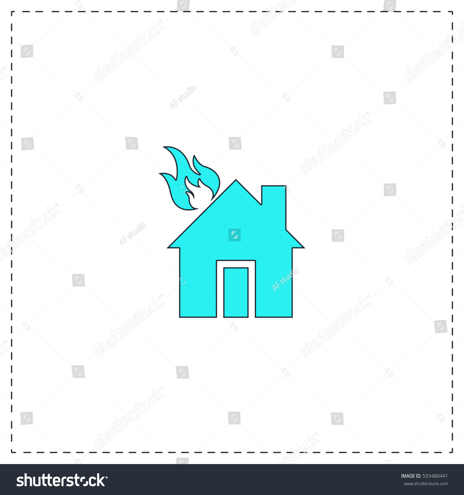 House Fire Outline Vector Icon Black Stock Vector (Royalty Free ...