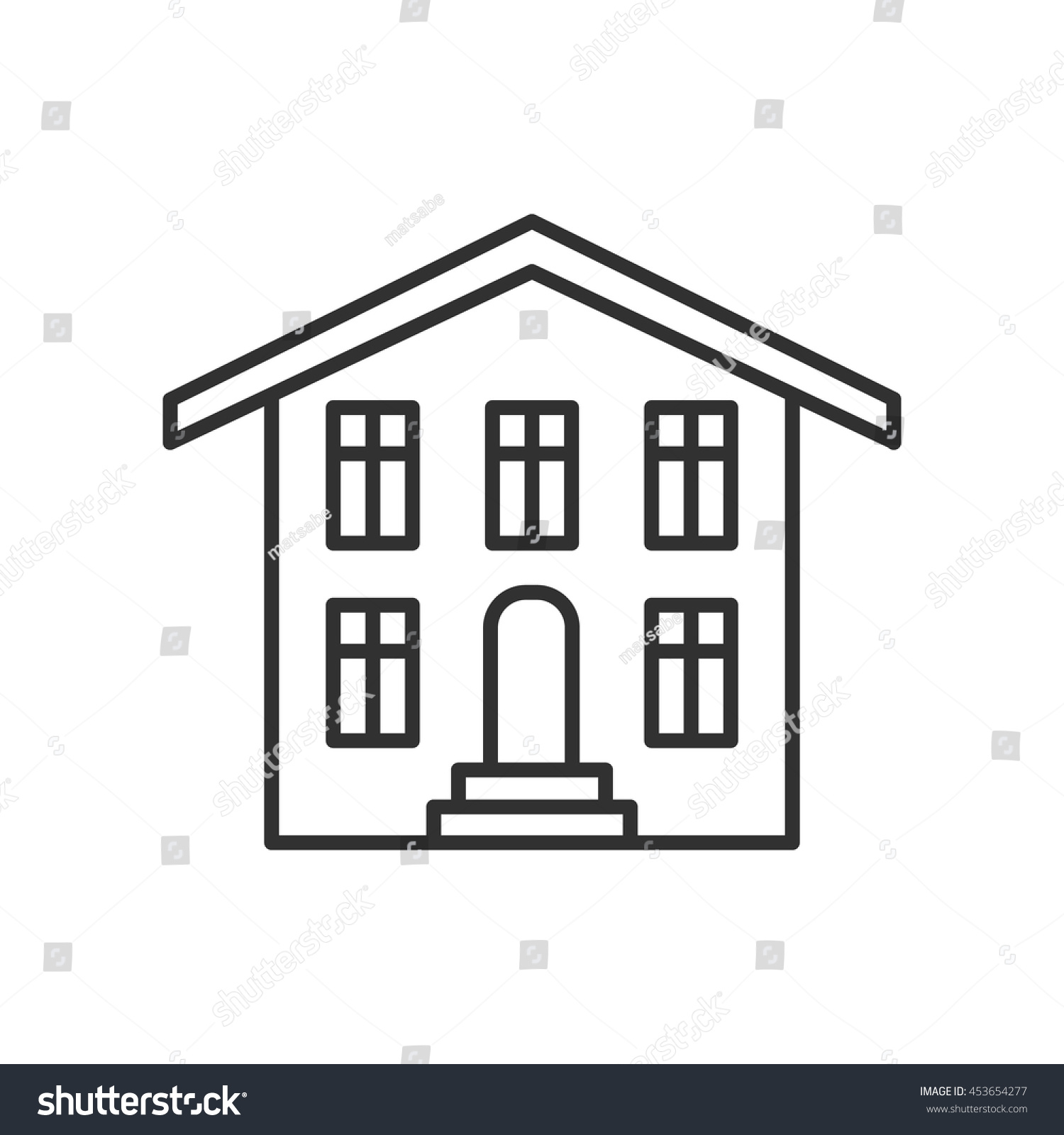 House Iconbuilding Thin Line Designtwostorey Vacation Stock Vector ...