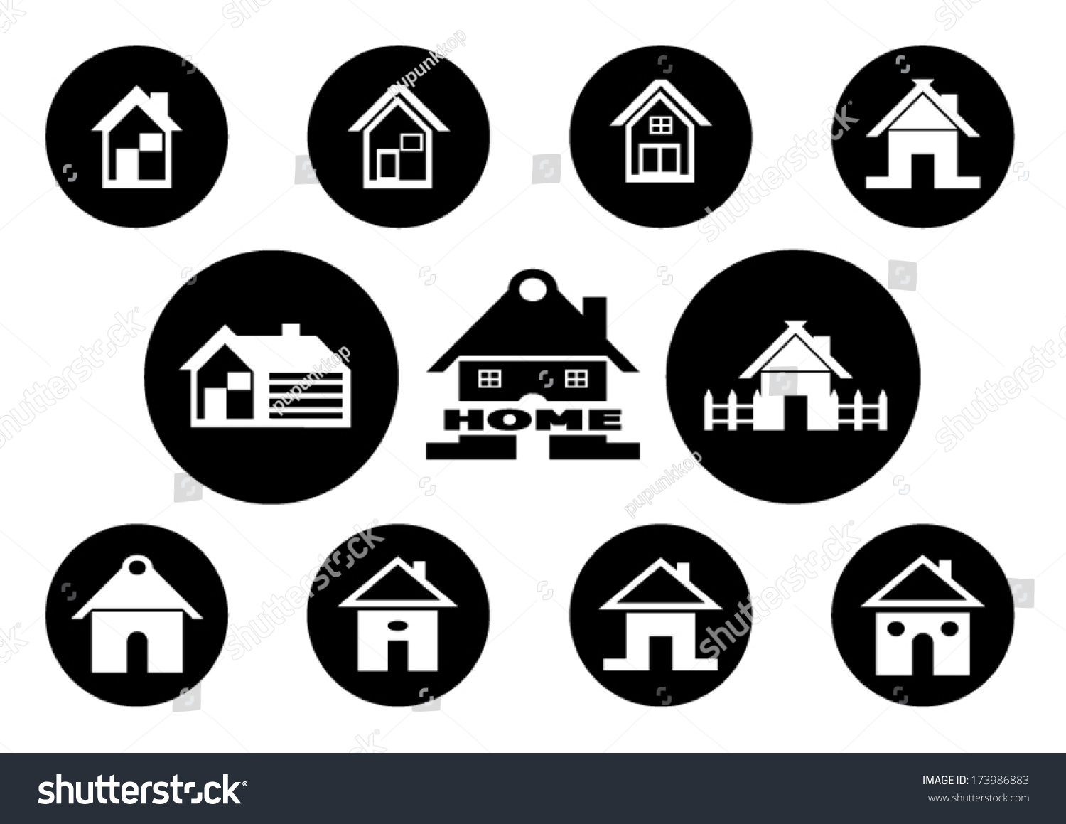 House Icons Set Stock Vector 173986883 - Shutterstock