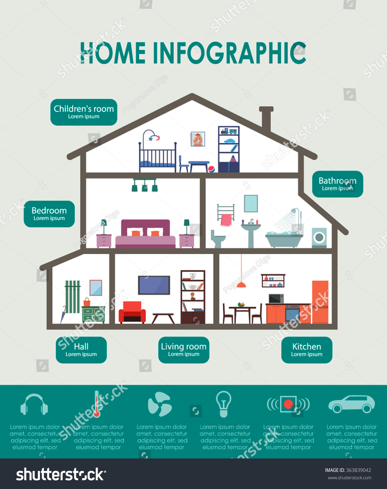 House Infographics Template Modern Flat Construction Stock Vector ...