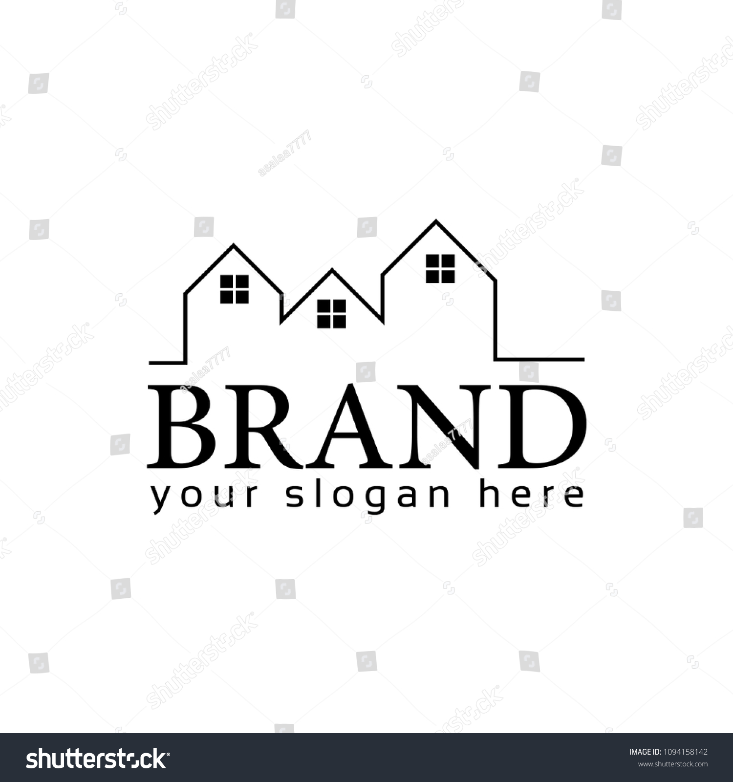 House Line Logo Vector On White Stock Vector (Royalty Free) 1094158142