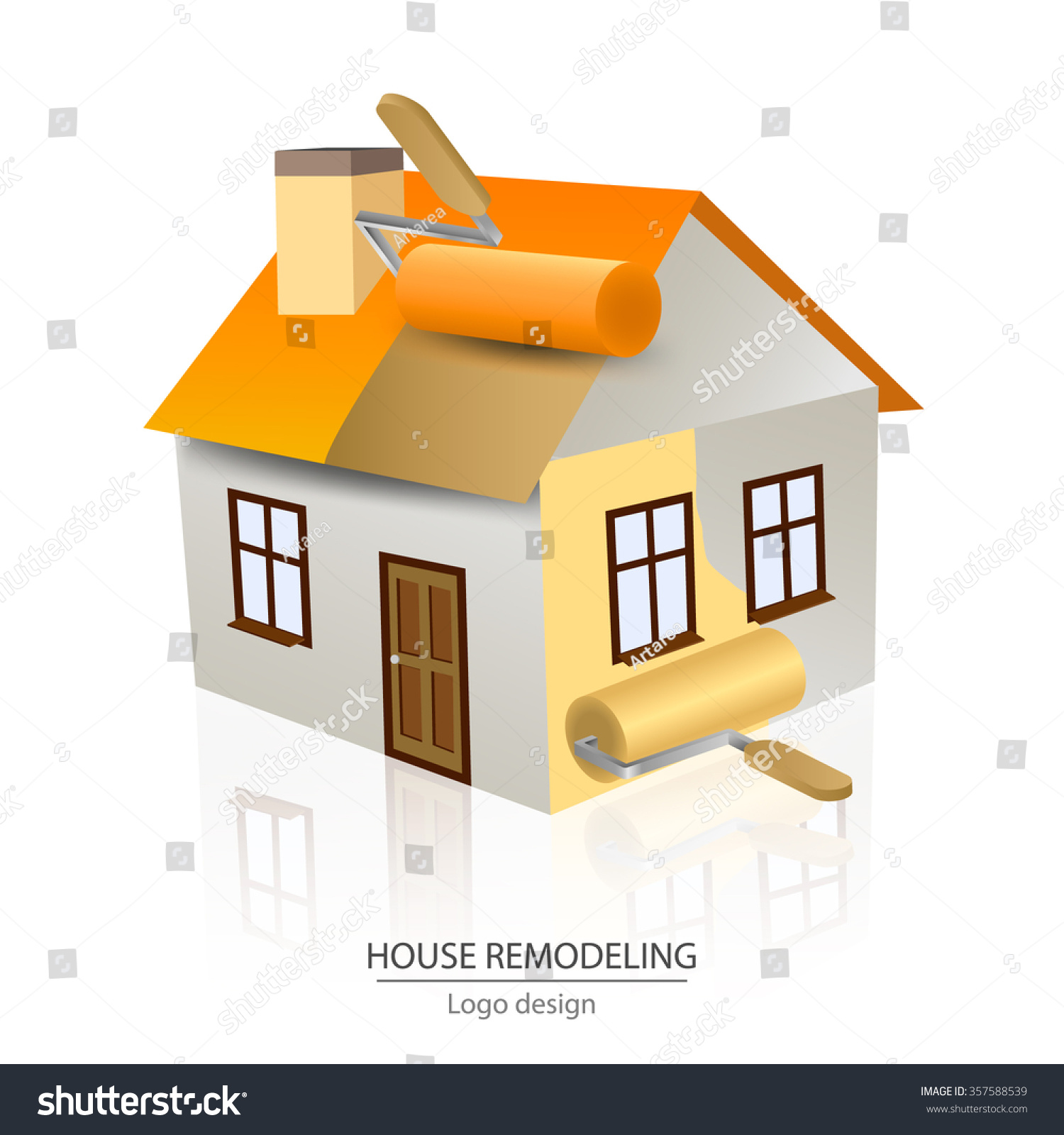 House Remodeling Logo Design Paint Roller Stock Vector 357588539 ...