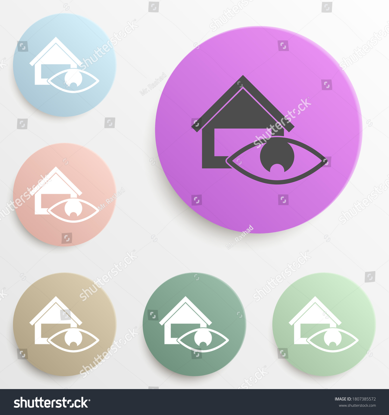 SVG of house supervision badge color set. Simple glyph, flat vector of web icons for ui and ux, website or mobile application svg