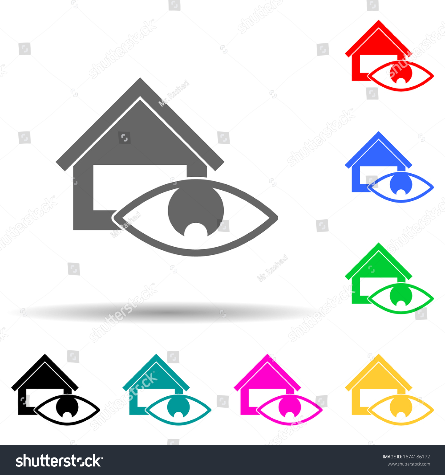 SVG of house supervision multi color style icon. Simple thin line, outline vector of web icons for ui and ux, website or mobile application svg