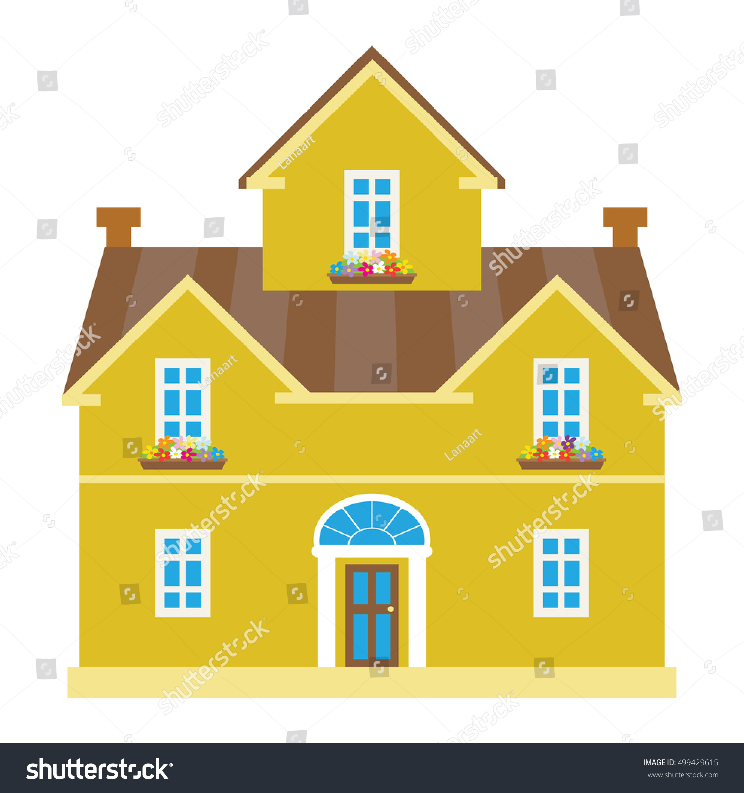 House Vector Cartoon Illustration: เวกเตอร์สต็อก (ปลอดค่าลิขสิทธิ์ ...