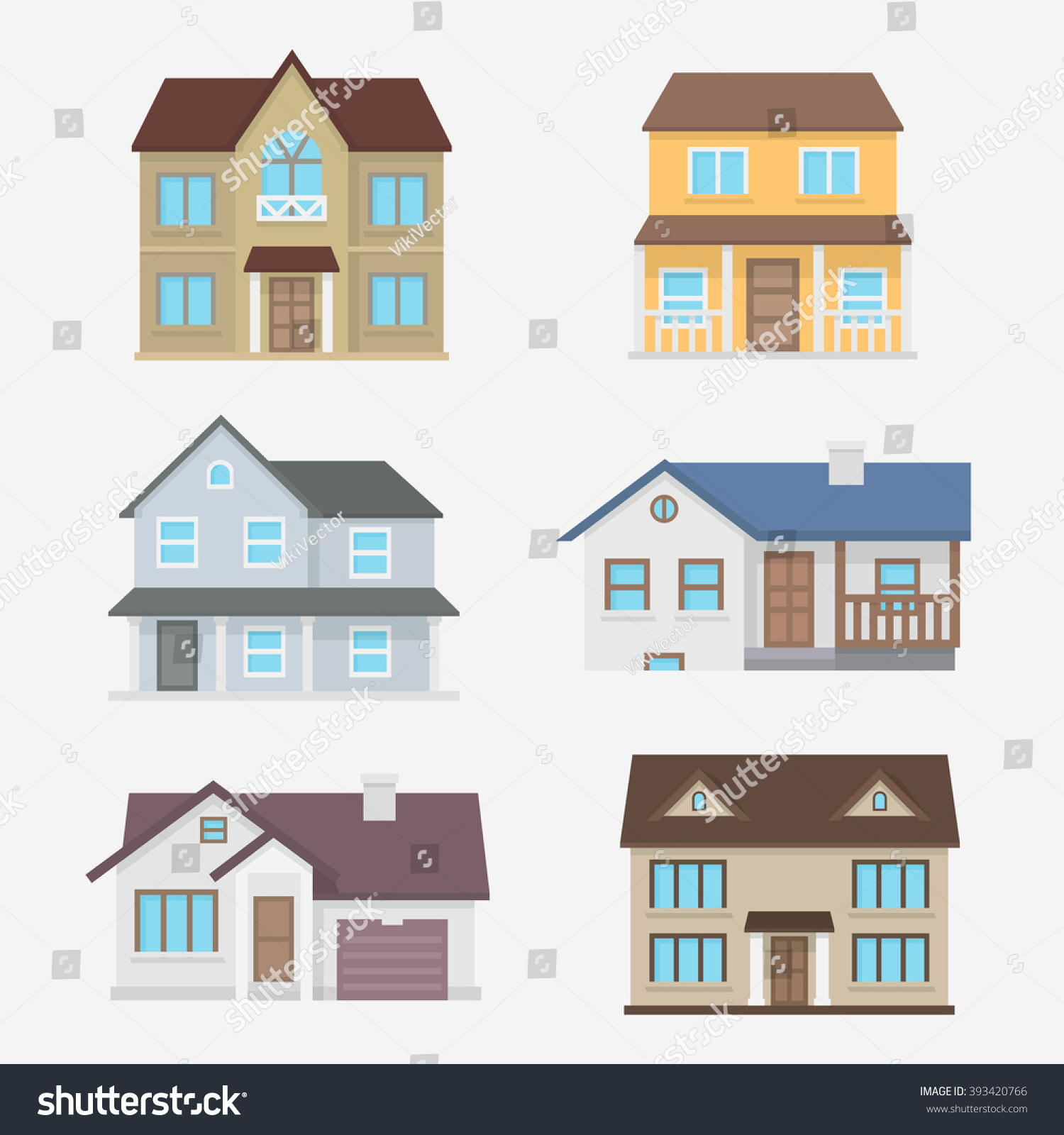 House Vector Illustration Home Exterior Set Stock Vector 393420766 ...