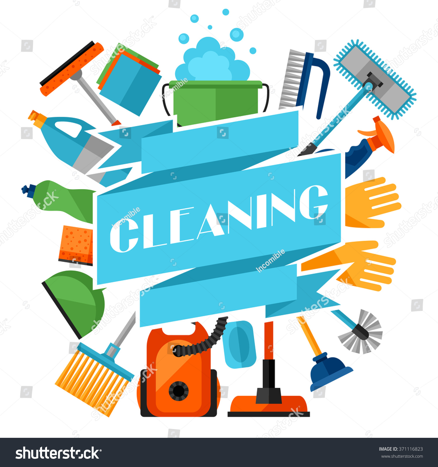 Housekeeping Background With Cleaning Icons. Image Can Be Used On ...