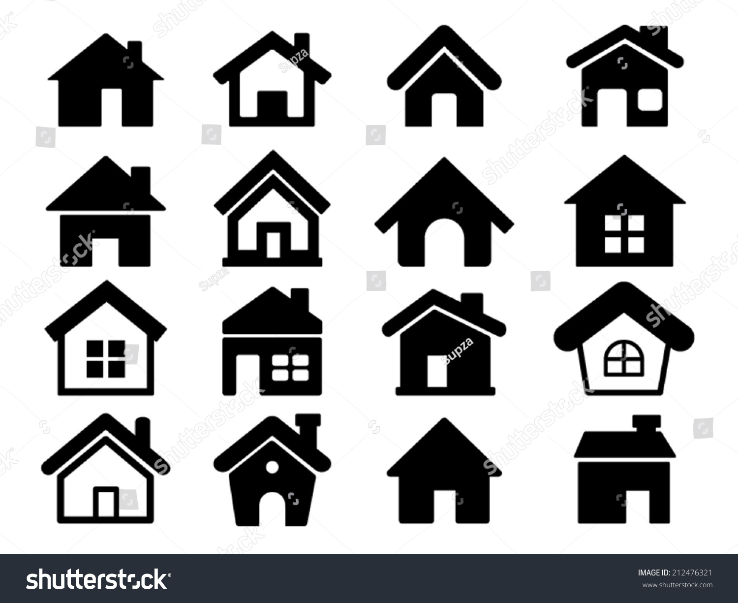 Houses Icons Set Stock Vector 212476321 - Shutterstock