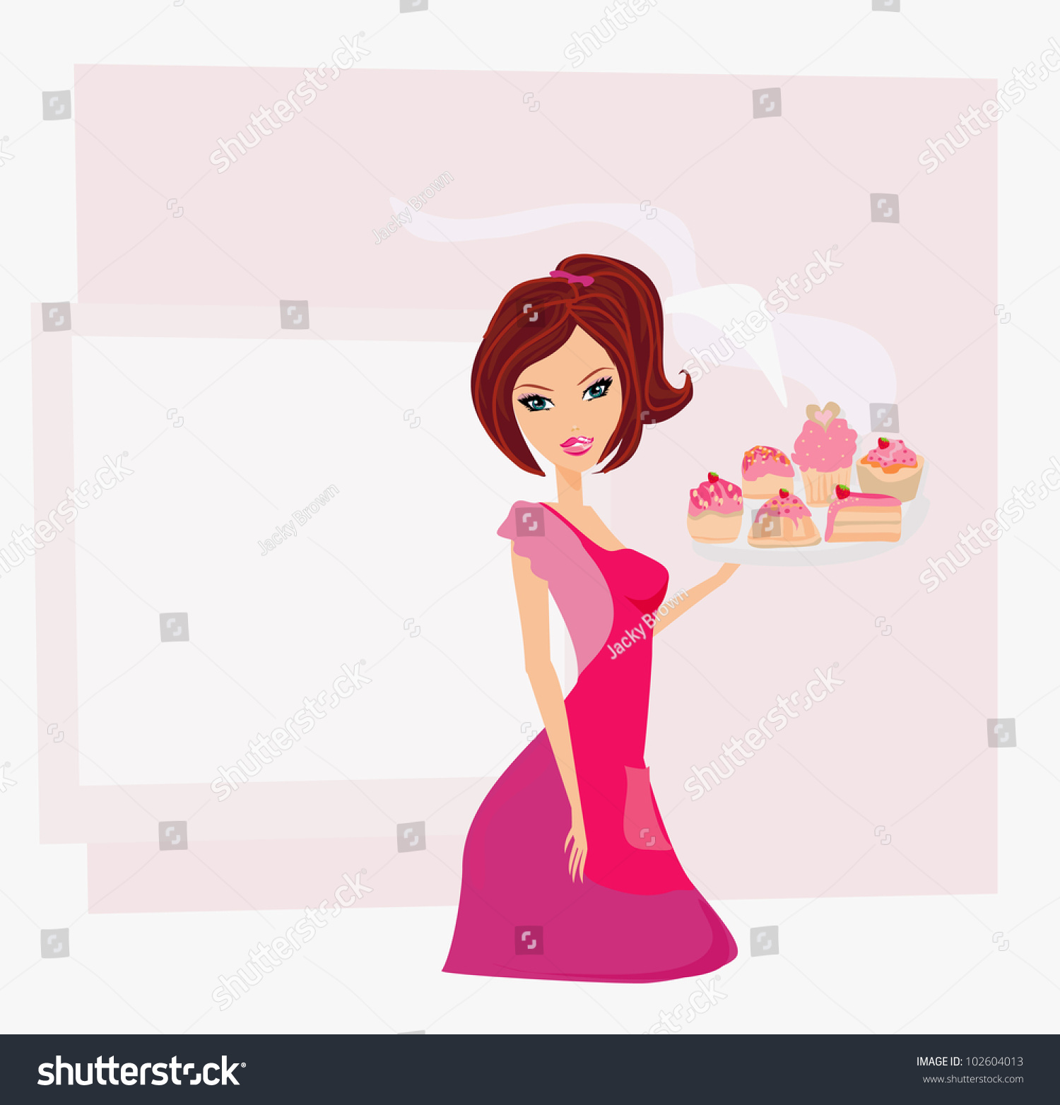 SVG of Housewife serving cookies svg