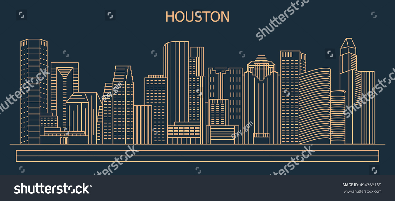 Houston City Skyline Vector Illustration Linear Stock Vector 494766169 ...