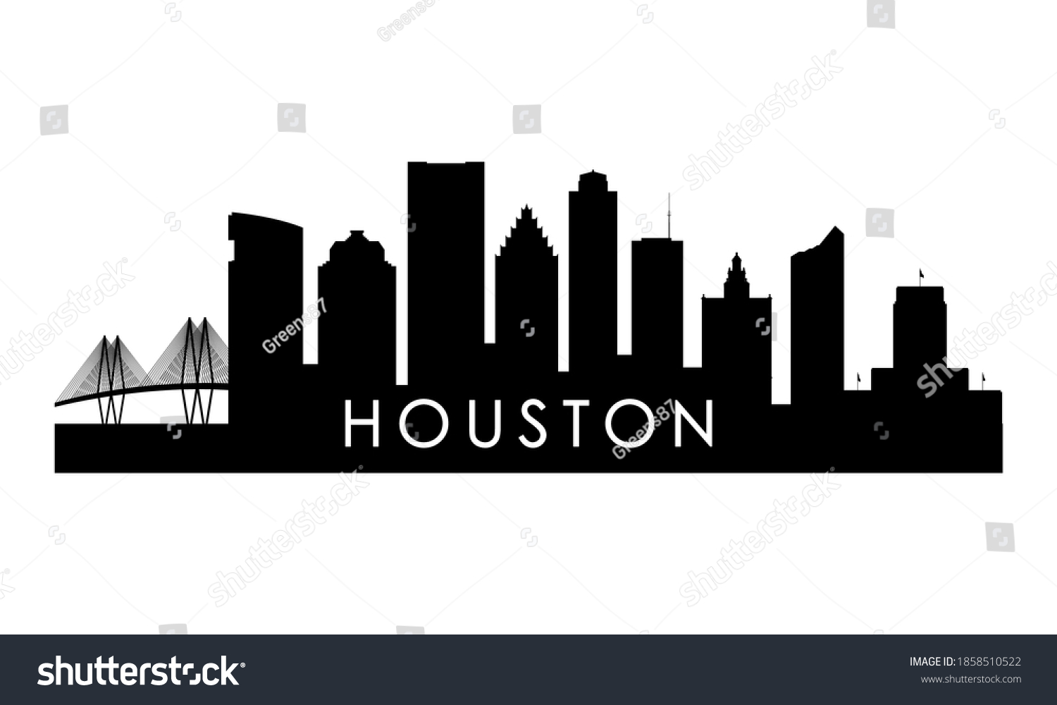 Houston Skyline Silhouette Black Houston City Stock Vector (Royalty ...