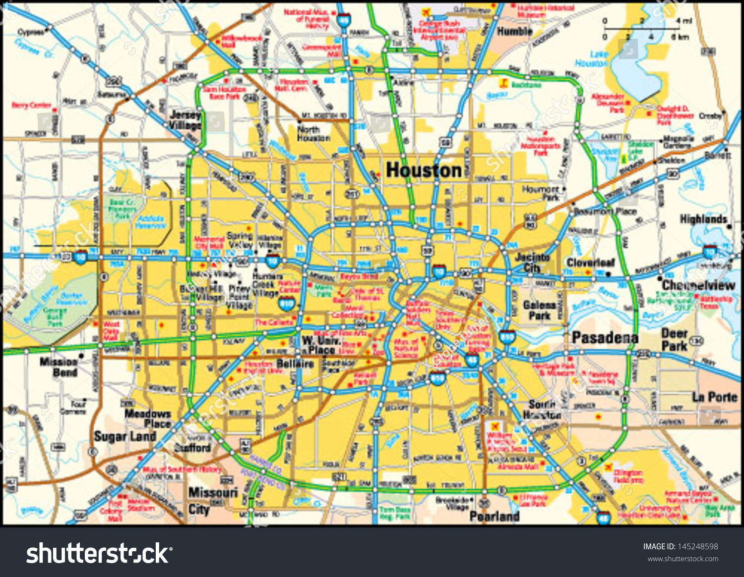Houston Texas Area Map Vectores En Stock 145248598 Shutterstock