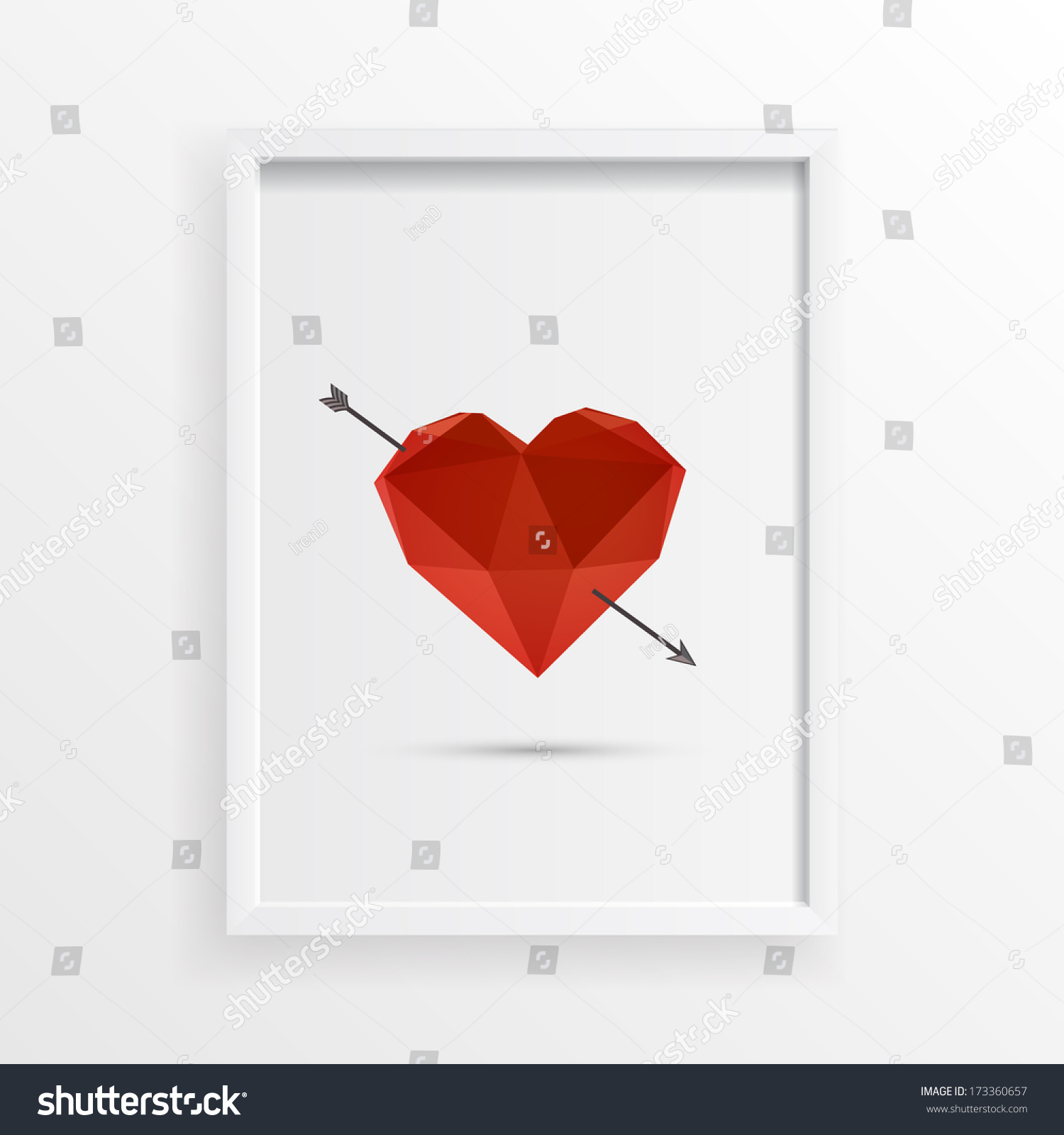 Hover 3d Origami Red Heart Design Stock Vector Royalty Free