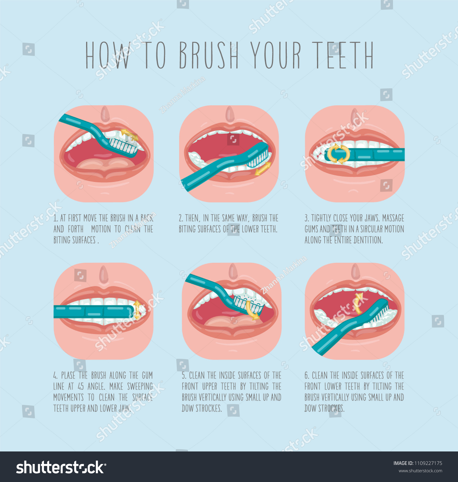 How Brush Your Teeth Vector Infographic Stock Vector (Royalty Free ...