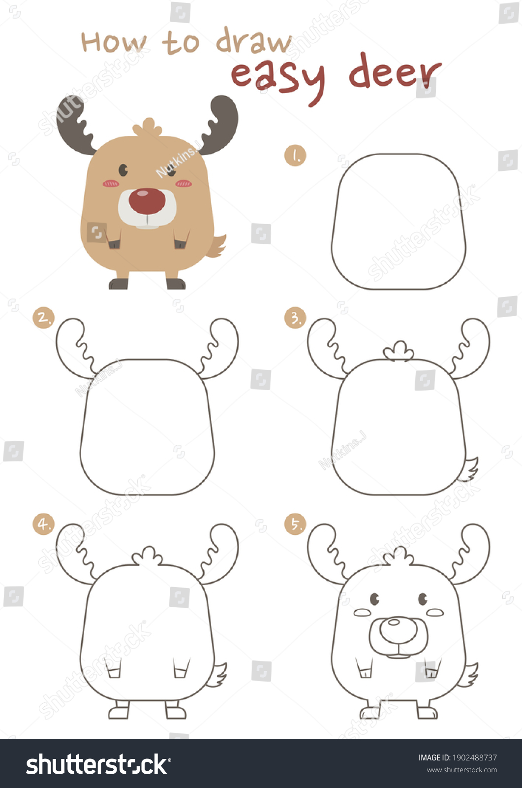 How Draw Deer Vector Illustration Draw Stock Vector (Royalty Free ...