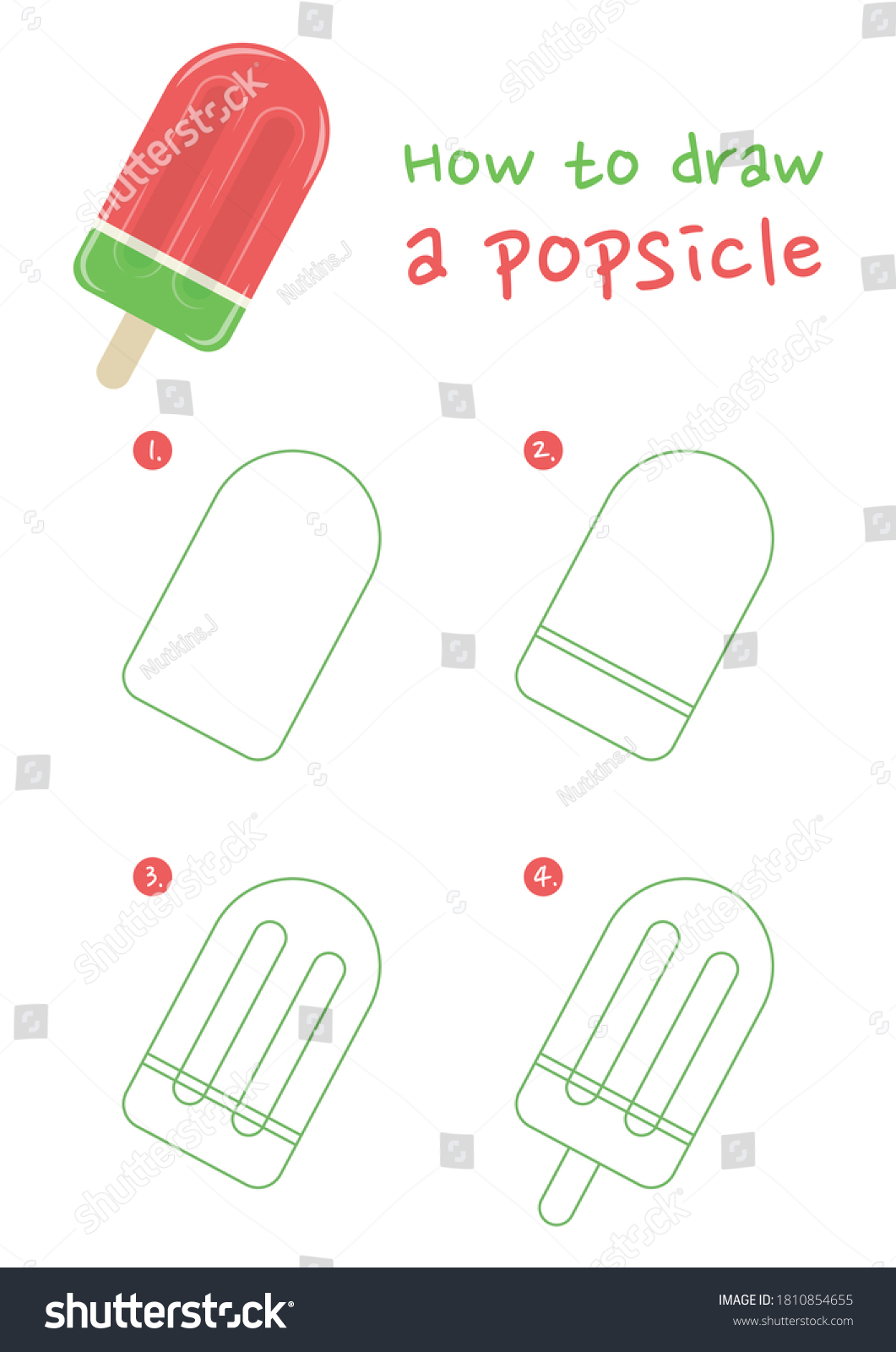 How Draw Popsicle Vector Illustration Draw Stock Vector Royalty Free