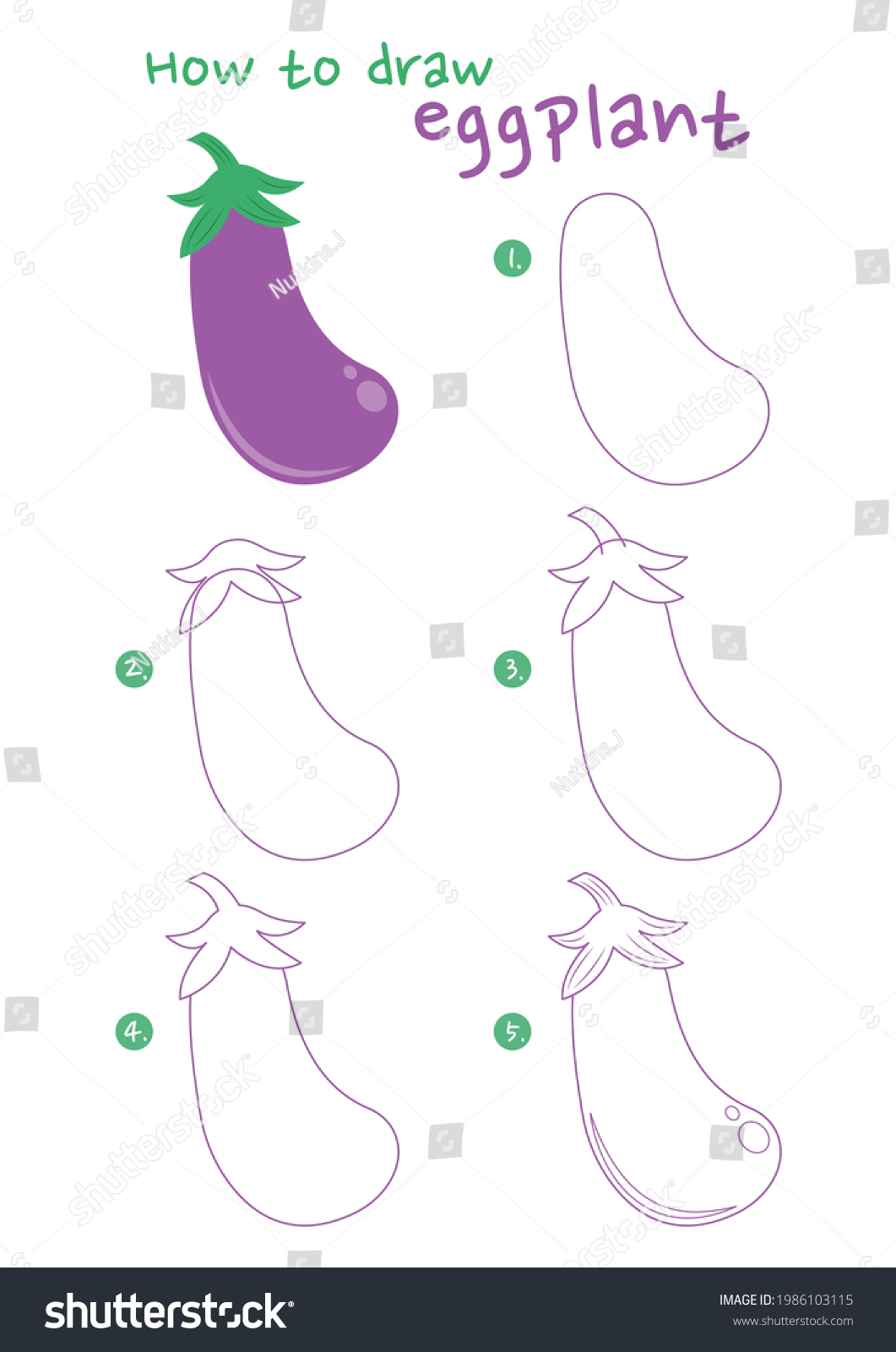 How Draw Eggplant Vector Illustration Draw Stock Vector (Royalty Free ...