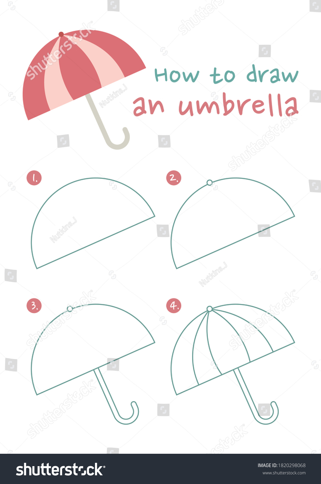 How Draw Umbrella Vector Illustration Draw Stock Vector (Royalty Free ...