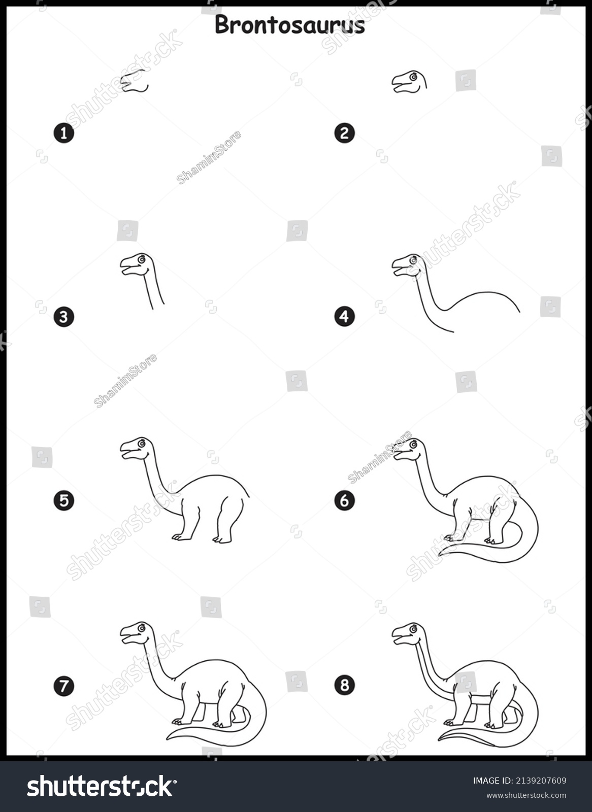 How Draw Brontosaurus Step By Step Stock Vector (Royalty Free ...