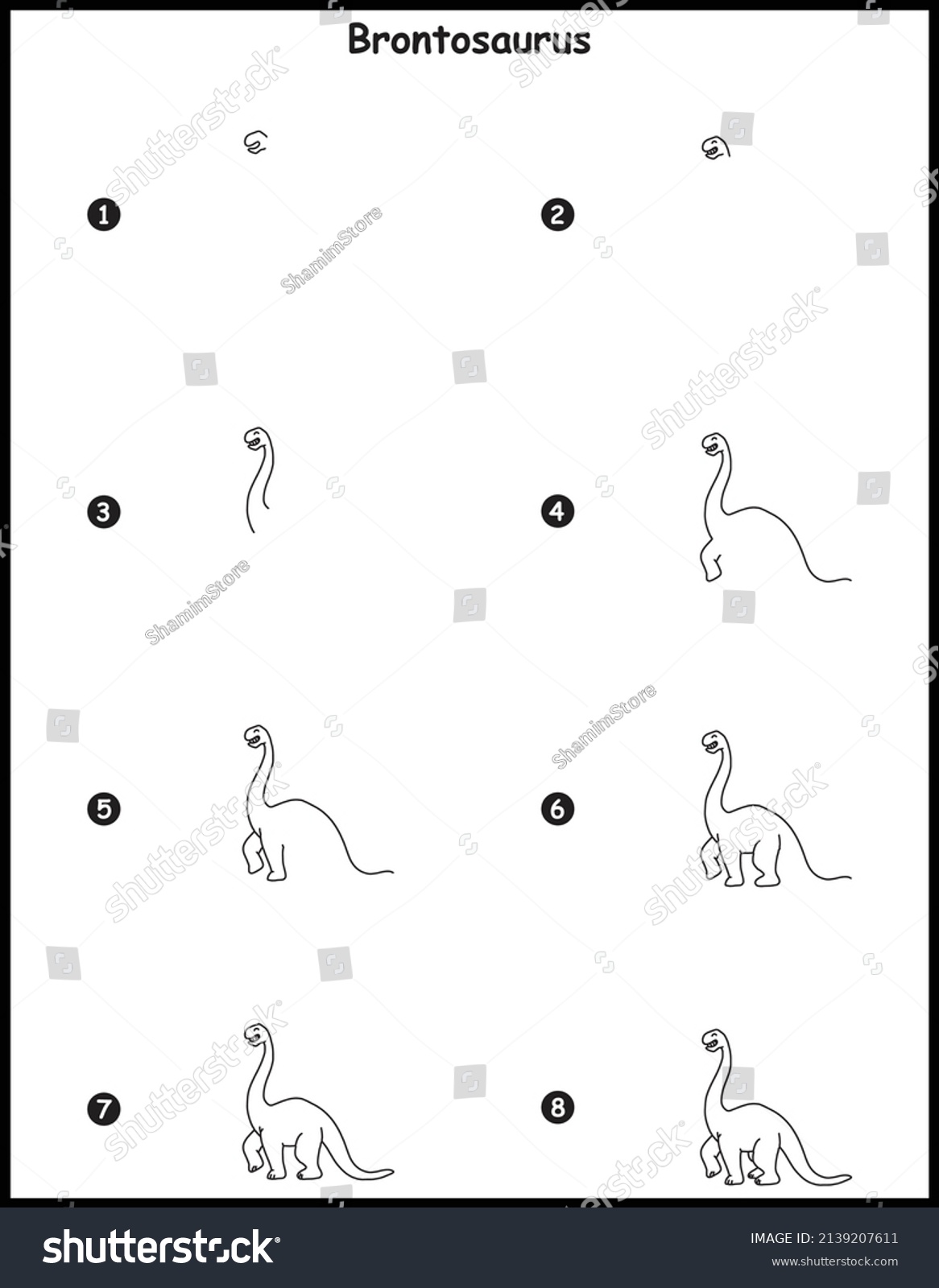 How Draw Brontosaurus Step By Step Stock Vector (royalty Free 