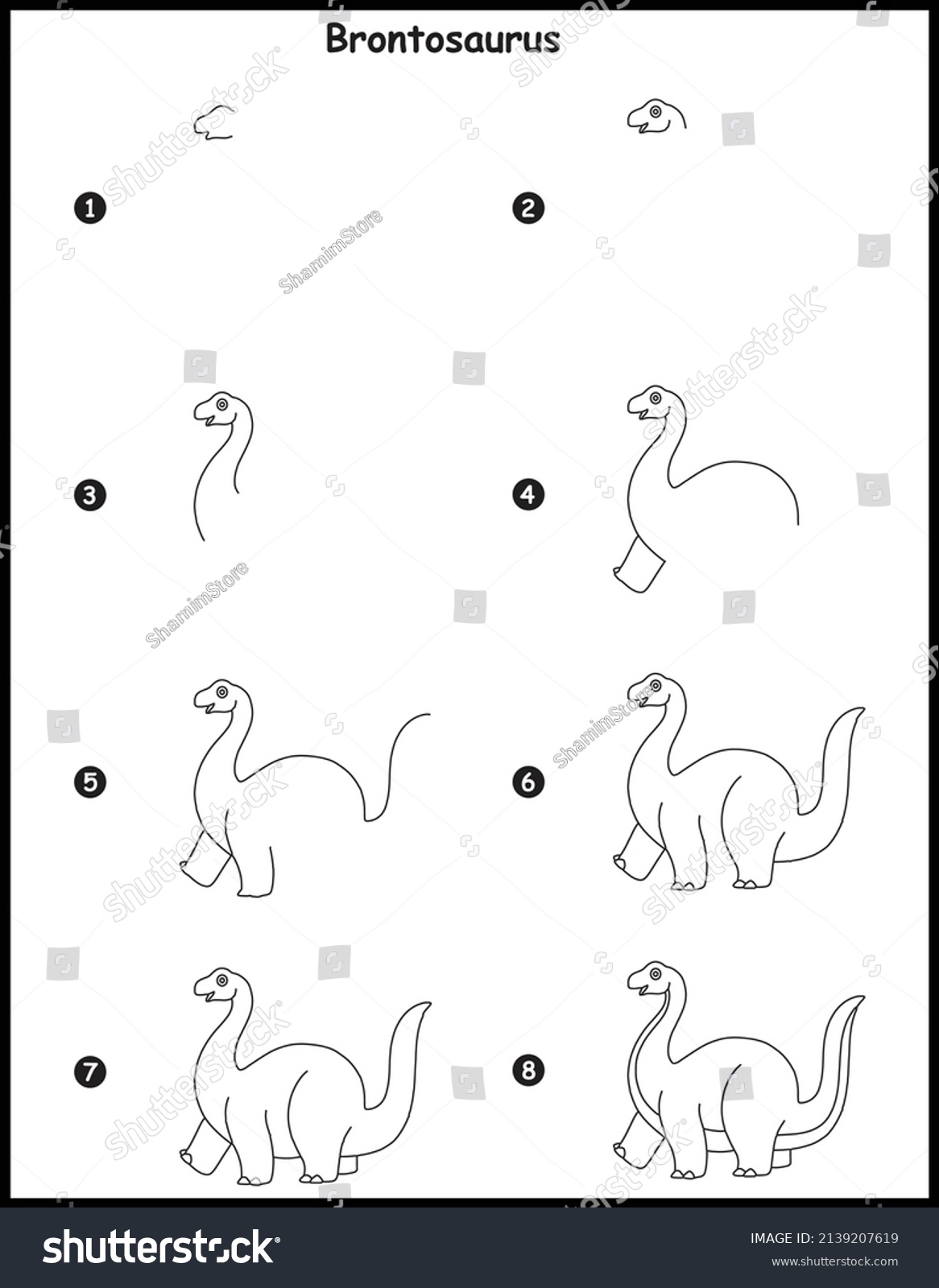 How Draw Brontosaurus Step By Step Stock Vector (Royalty Free ...