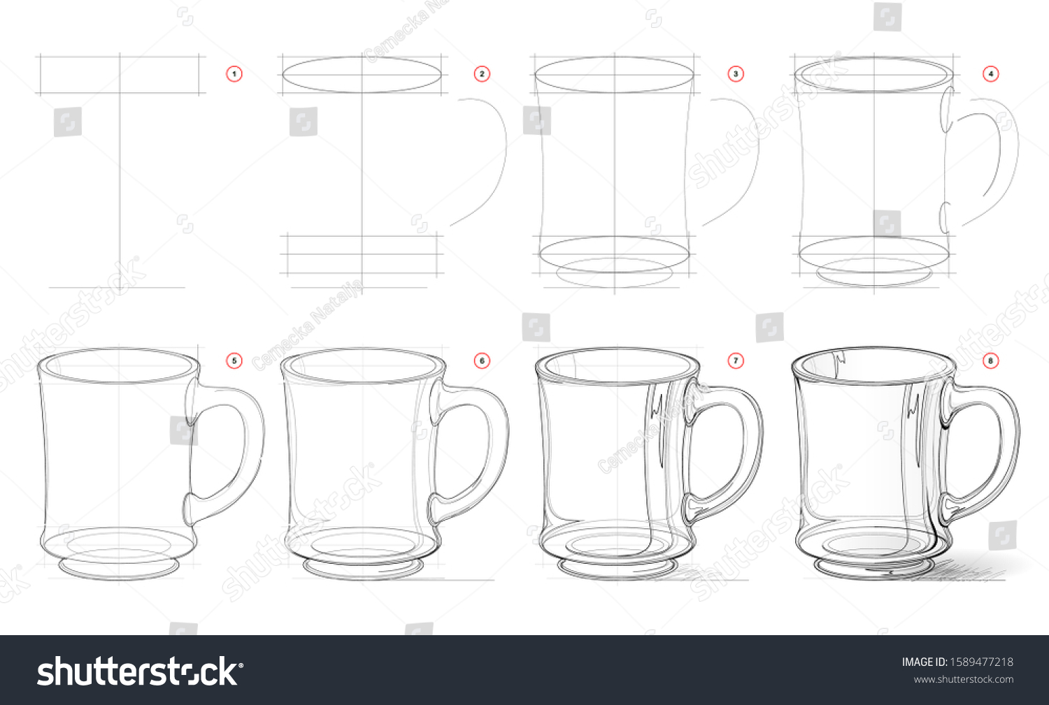 How Draw Nature Sketch Realistic Glass Stock Vector (Royalty Free ...