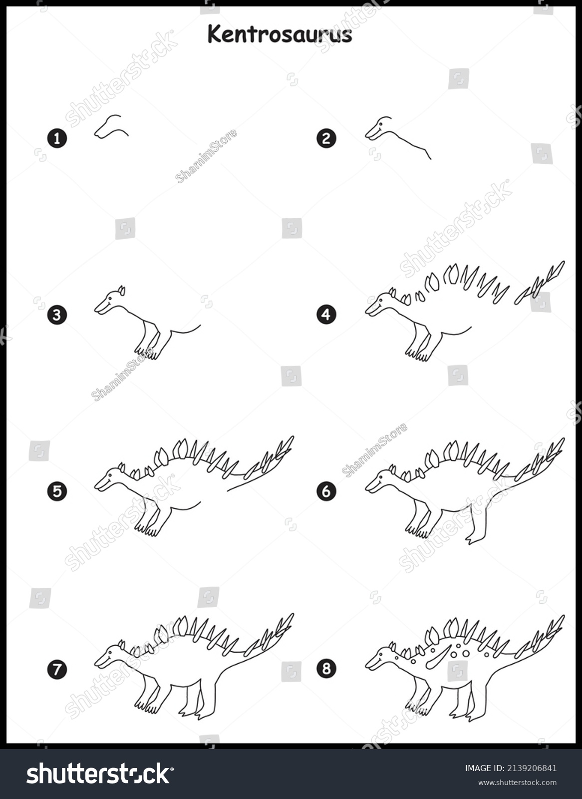 How Draw Kentrosaurus Step By Step Stock Vector (Royalty Free) 2139206841