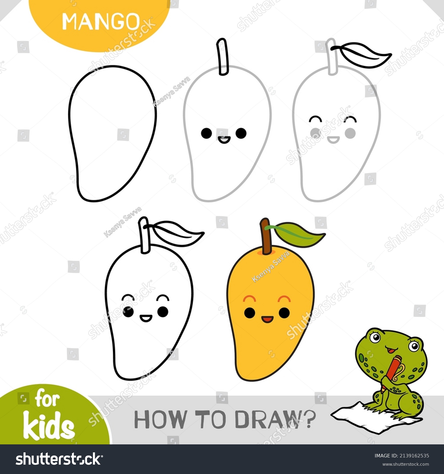 How Draw Mango Children Step By Stock Vector (Royalty Free) 2139162535