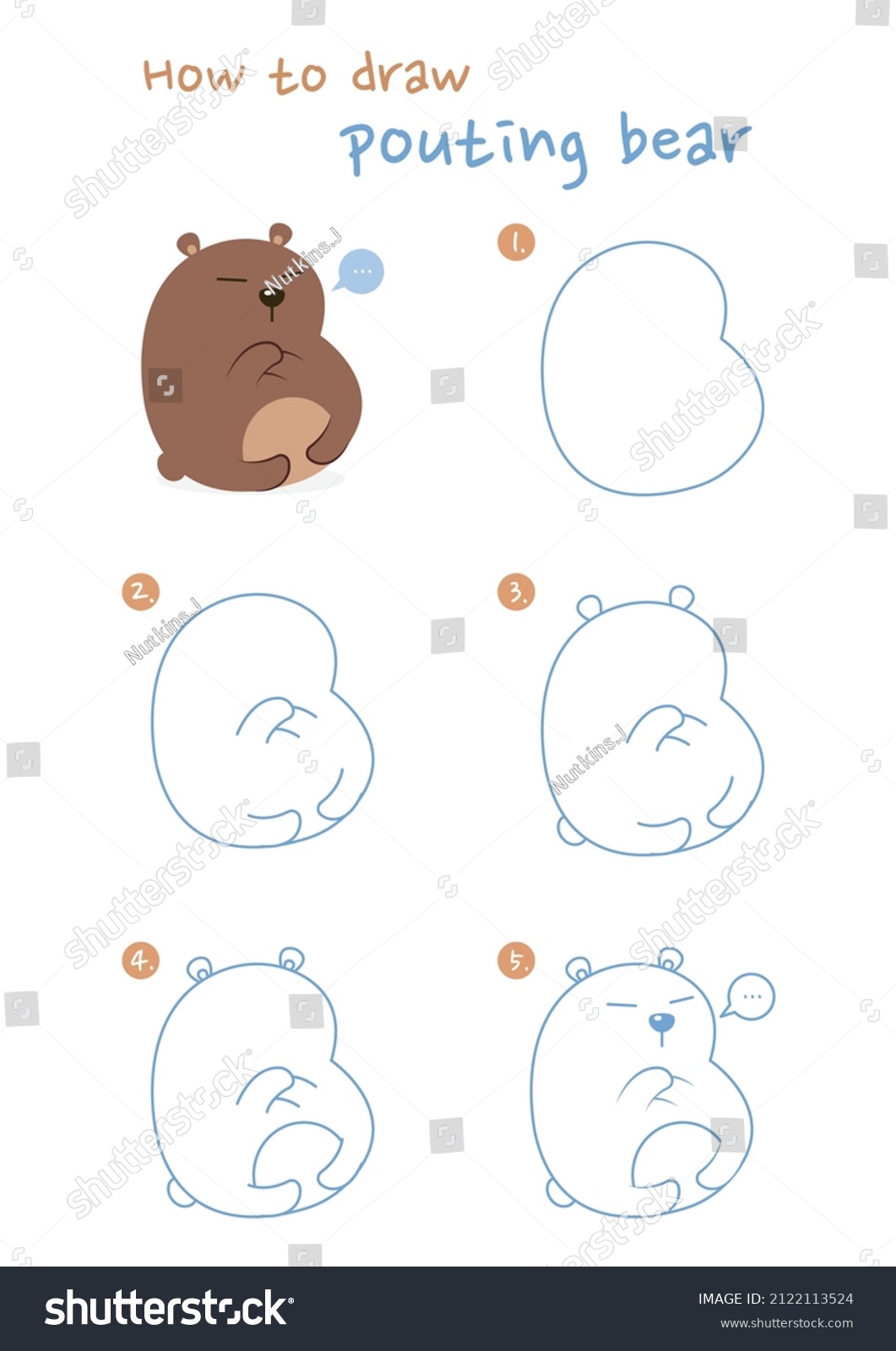 How Draw Pouting Fat Bear Vector Stock Vector (Royalty Free) 2122113524