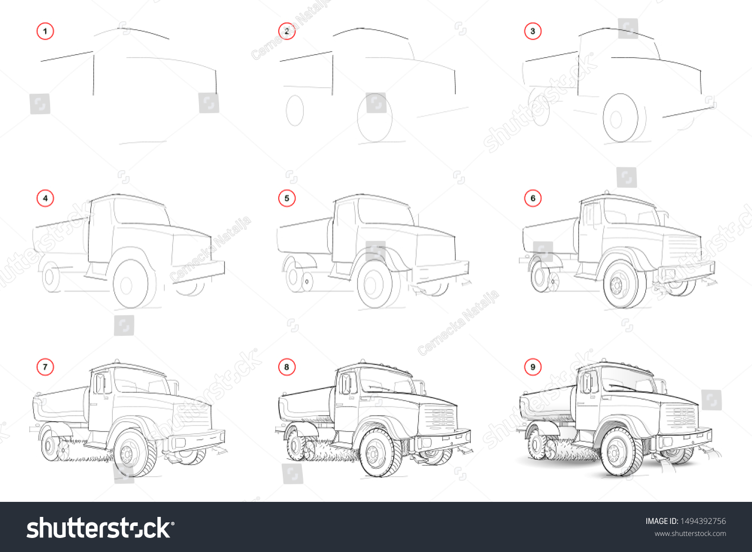 How Draw Stepwise Sketch Road Cleaning Stock Vector Royalty