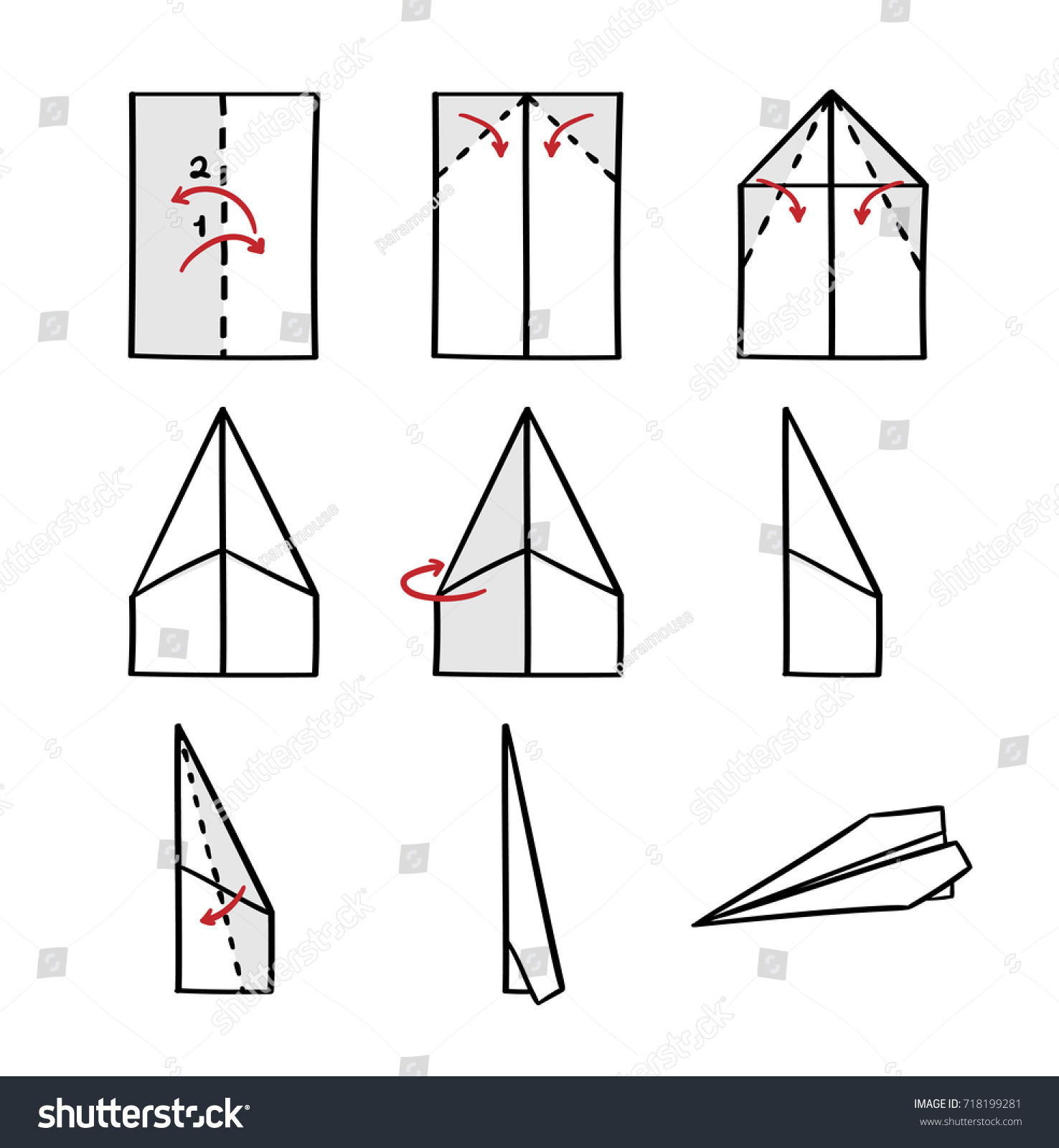 How Make Paper Airplane Instruction Isolated Stock Vector 718199281 ...