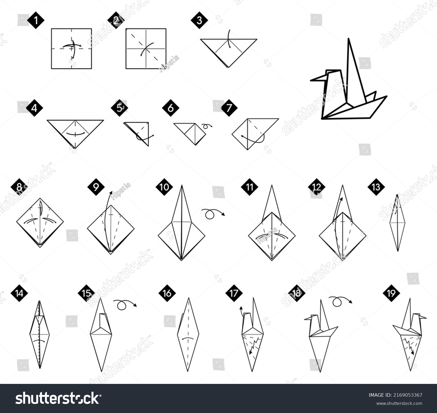 How Make Origami Waterfowl Bird Step Stock Vector (Royalty Free ...