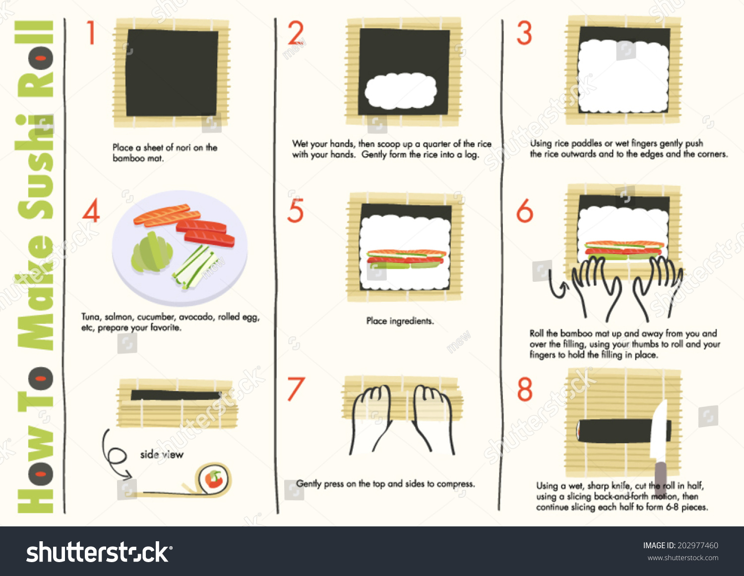 How Make Sushi Rolls Making Sushi Stock Vector 202977460 - Shutterstock