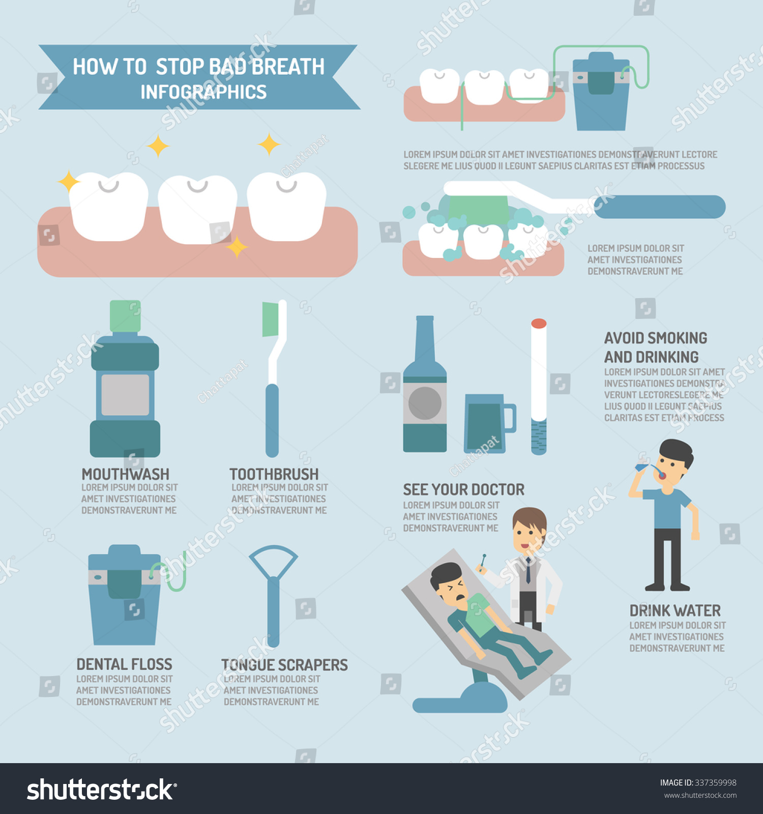 How Stop Bad Breathinfographic Stock Vector (Royalty Free) 337359998 ...