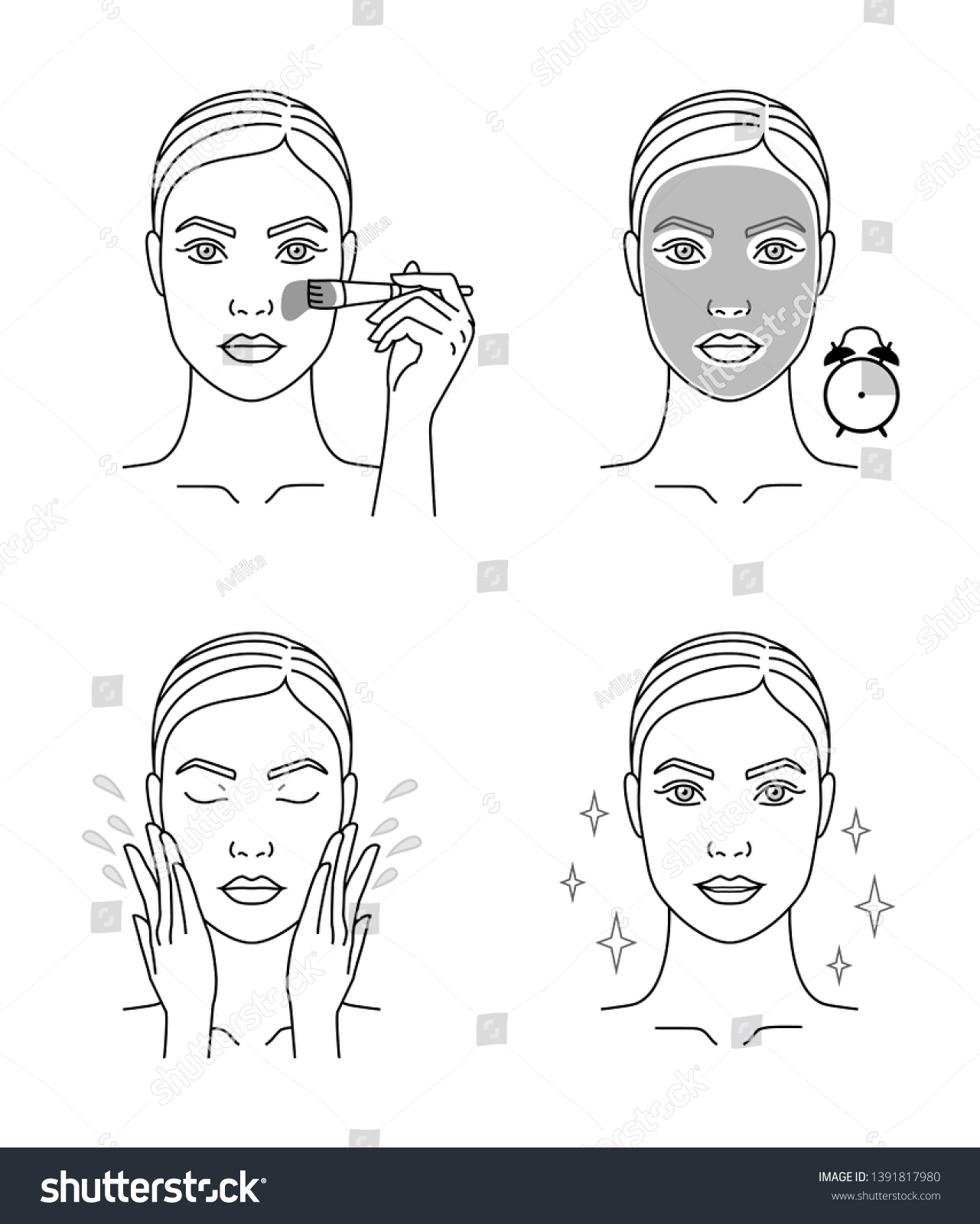 How Use Clay Face Mask Cosmetics Stock Vector (Royalty Free) 1391817980