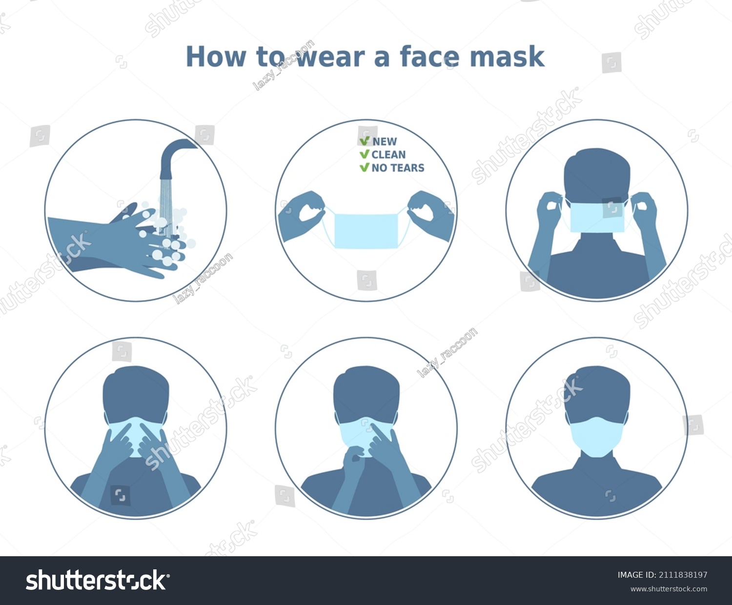 How Wear Face Mask 6 Icons Stock Vector (Royalty Free) 2111838197 ...