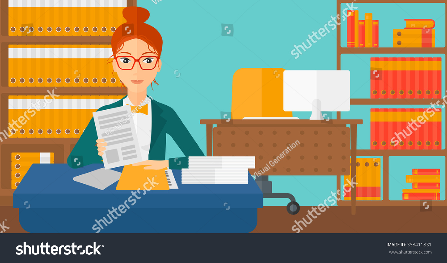 Hr Manager Checking Files Stock Vector (Royalty Free) 388411831 ...