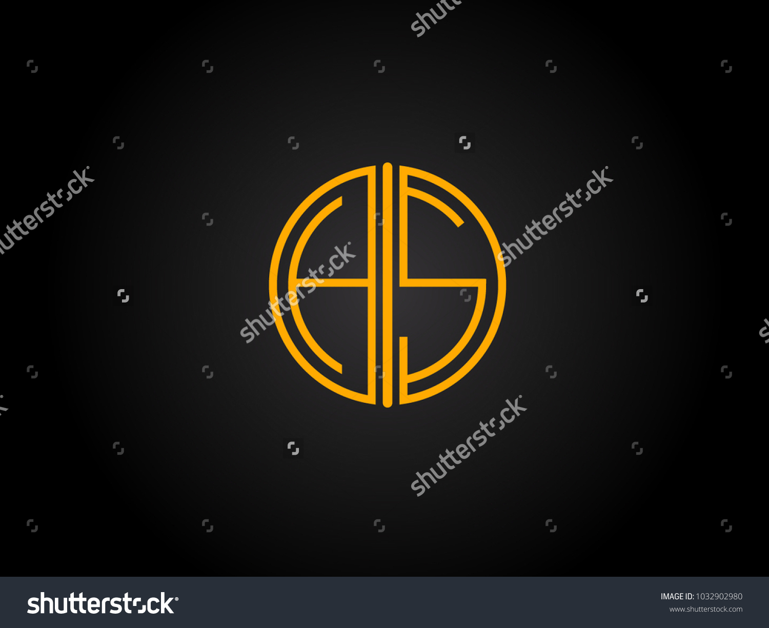 Hs Circle Shape Golden Yellow Letter Stock Vector (Royalty Free ...