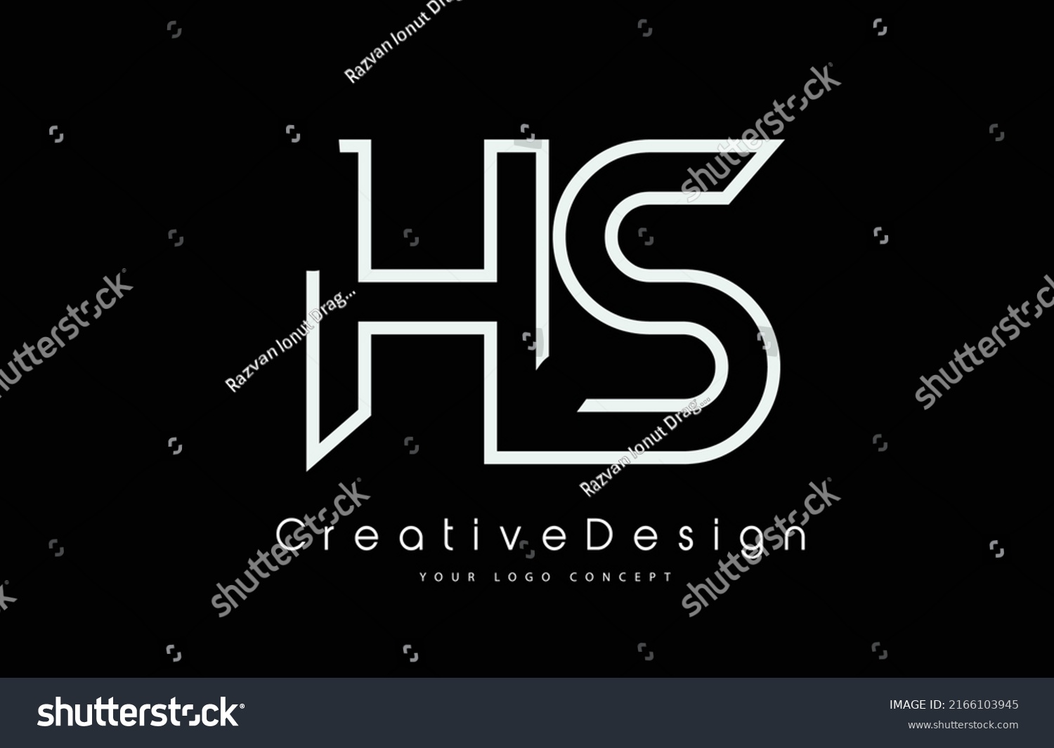 Hs H S Letter Logo Design Stock Vector (Royalty Free) 2166103945 ...