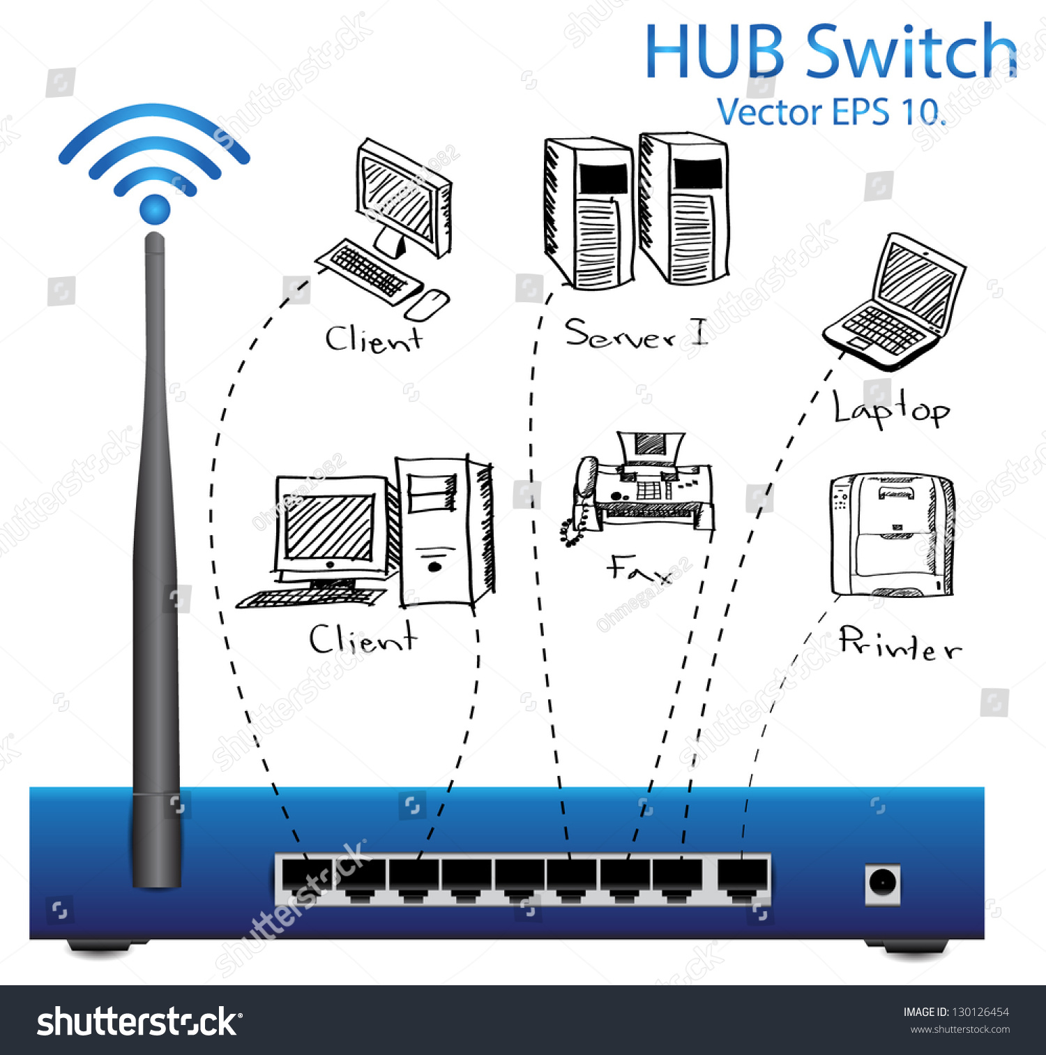 Hub Switch Router Vector Illustration, Eps 10. - 130126454 : Shutterstock