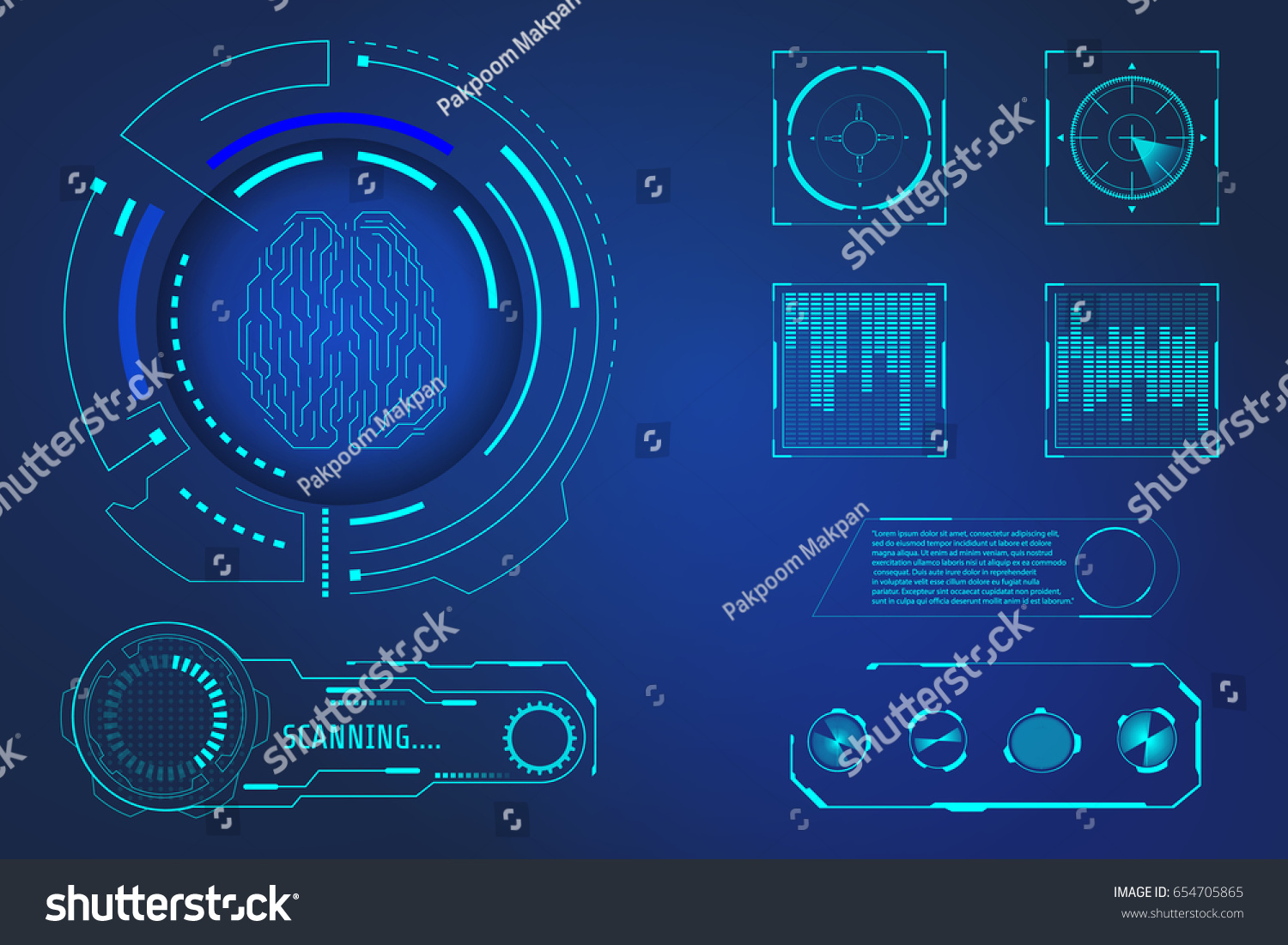 Hud Brain Analysis Futuristic User Interface Stock Vector (royalty Free 