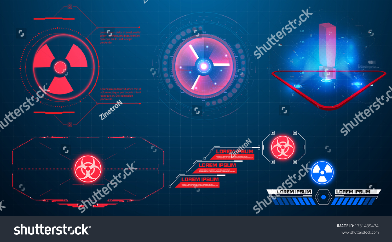 Hud Ui Guiの未来的なユーザーインターフェイスの画面エレメントセット ビデオゲーム用のハイテク画面 Sfコンセプトデザイン 吹き出しのタイトル 現代のバナー 下3番目のフレーム 赤 のベクター画像素材 ロイヤリティフリー