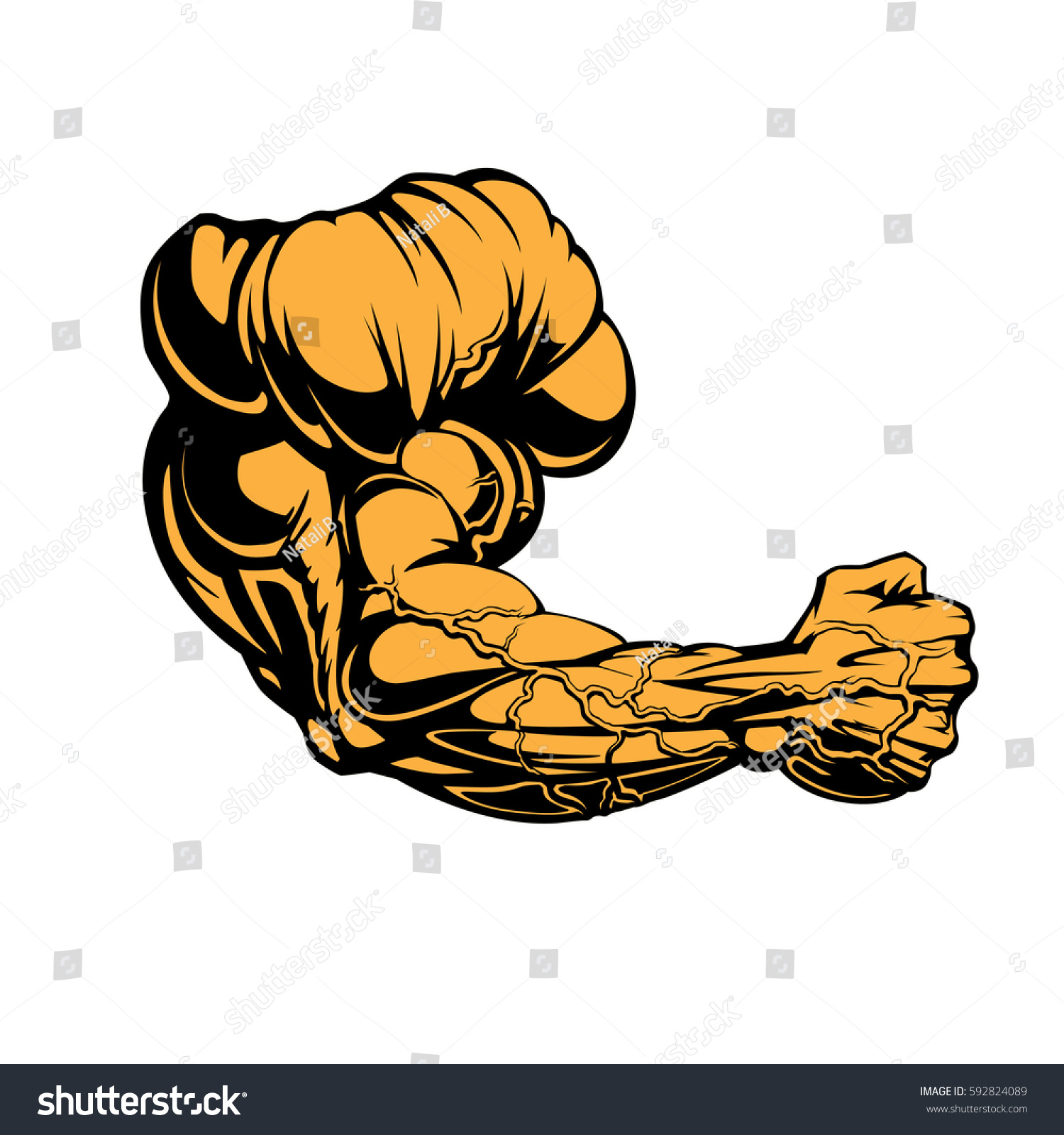 Huge Bodybuilders Arm Design Made Graphic Stock Vector 592824089