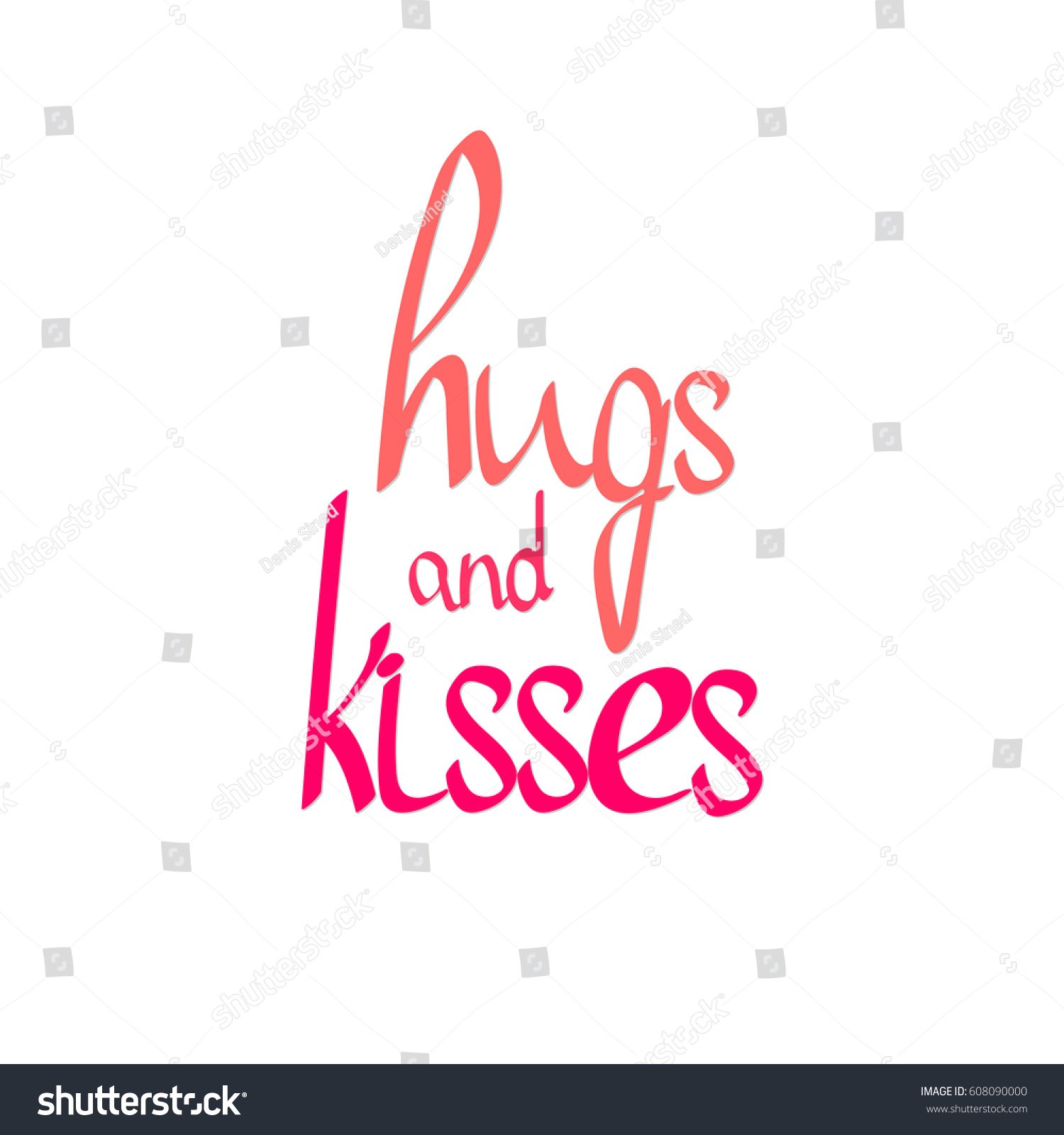 Hugs Kisses Calligraphy Lettering Words Design Stock Vector (Royalty ...