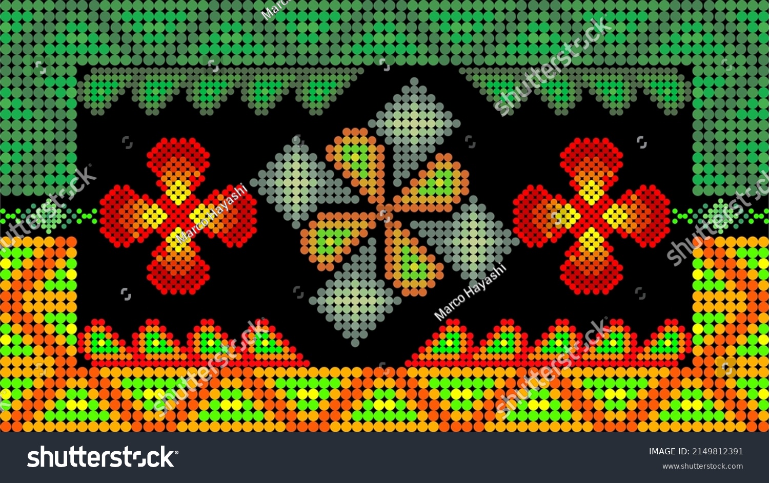 Huichol Art Background Vector Format Stock Vector (Royalty Free