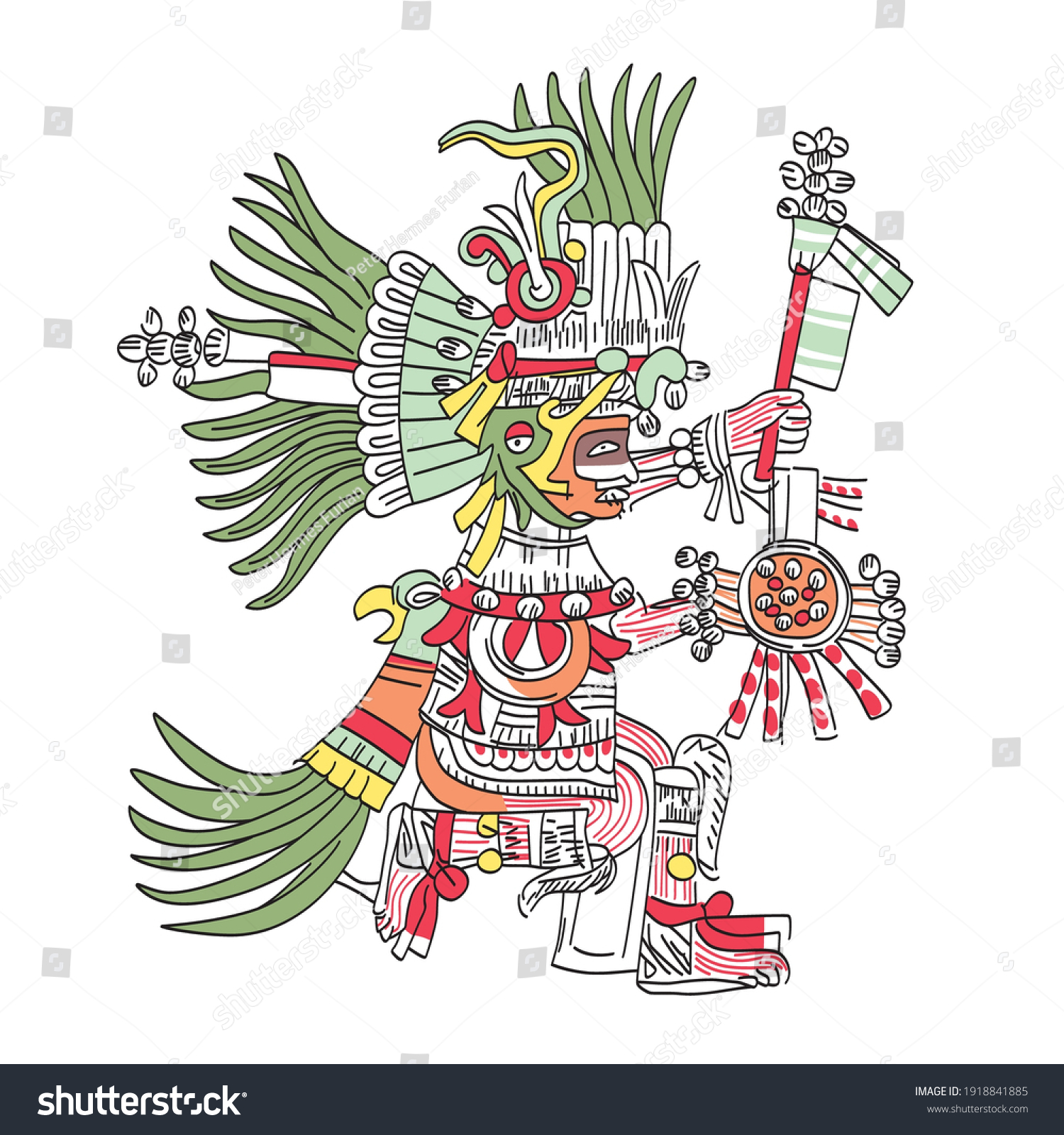 Huitzilopochtli Aztec God Depicted Codex Tellerianoremensis Stock ...